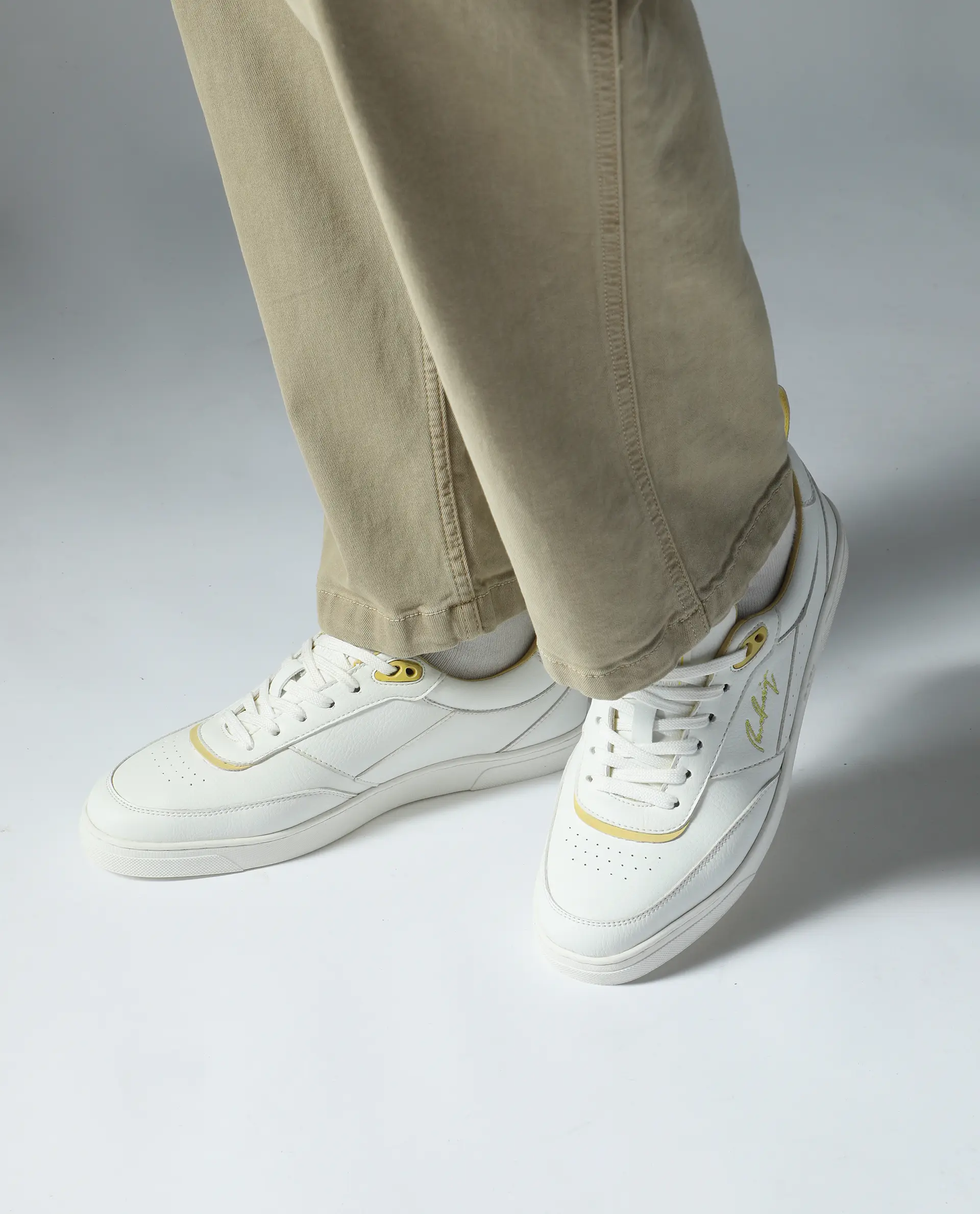 Rare Rabbit Men's Garen Yellow Micro Fibercausal Sneaker - Image 2