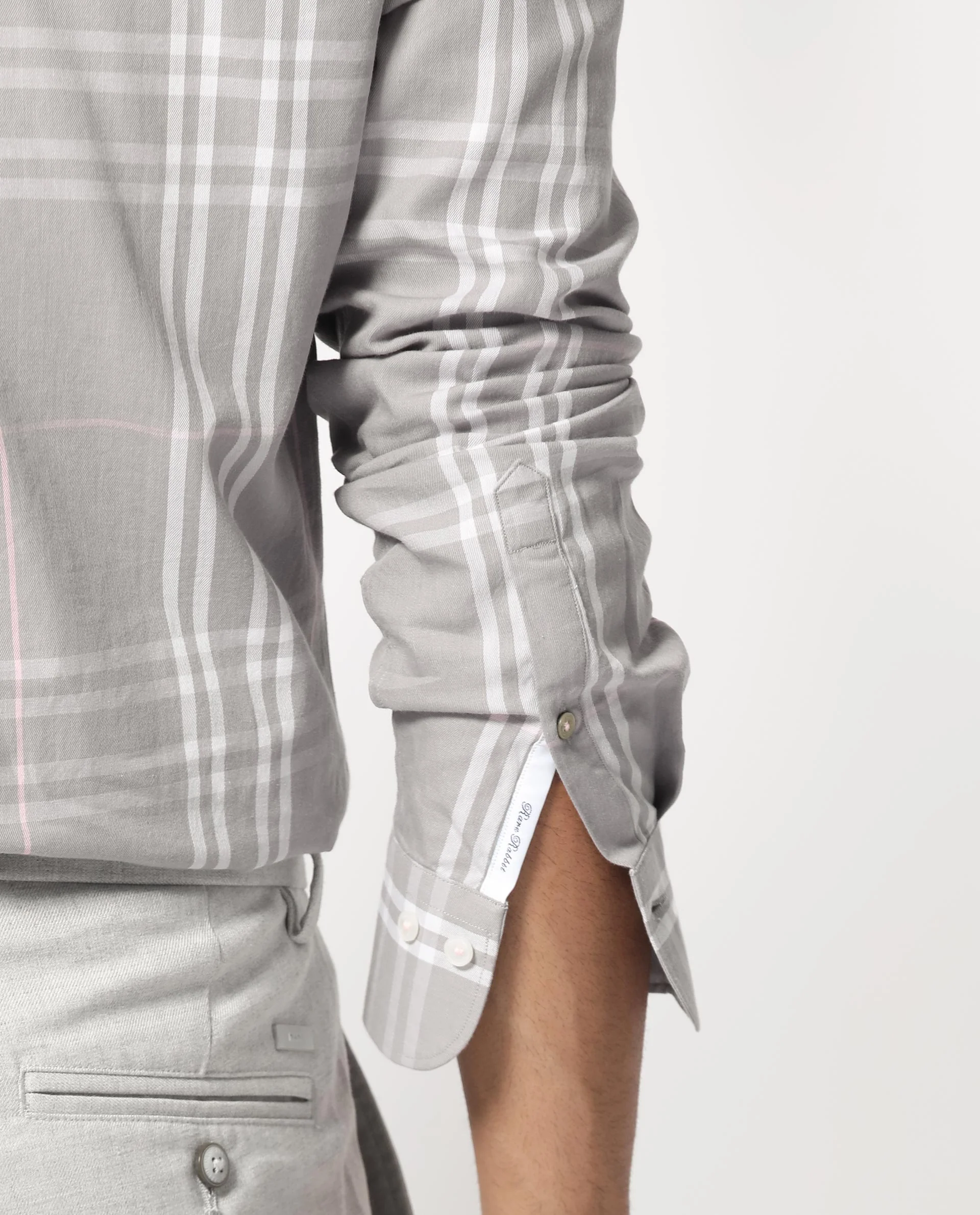 Rare Rabbit Men's Garet Grey Cotton Checked Print Regular Fit Full Sleeve Collared Shirt - Image 5