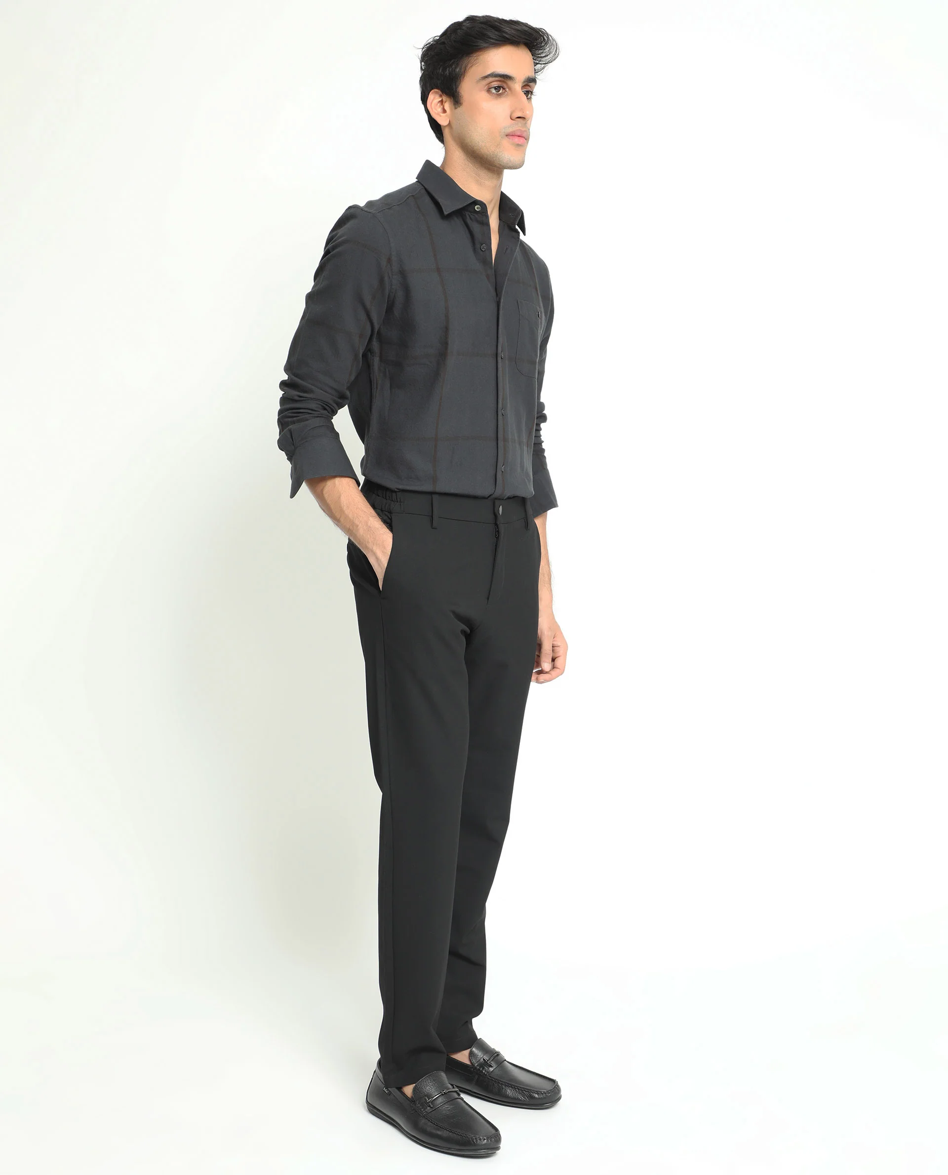 Rare Rabbit Men's Garteh Petrol Cotton Checked Print Regular Fit Full Sleeve Collared Shirt - Image 6