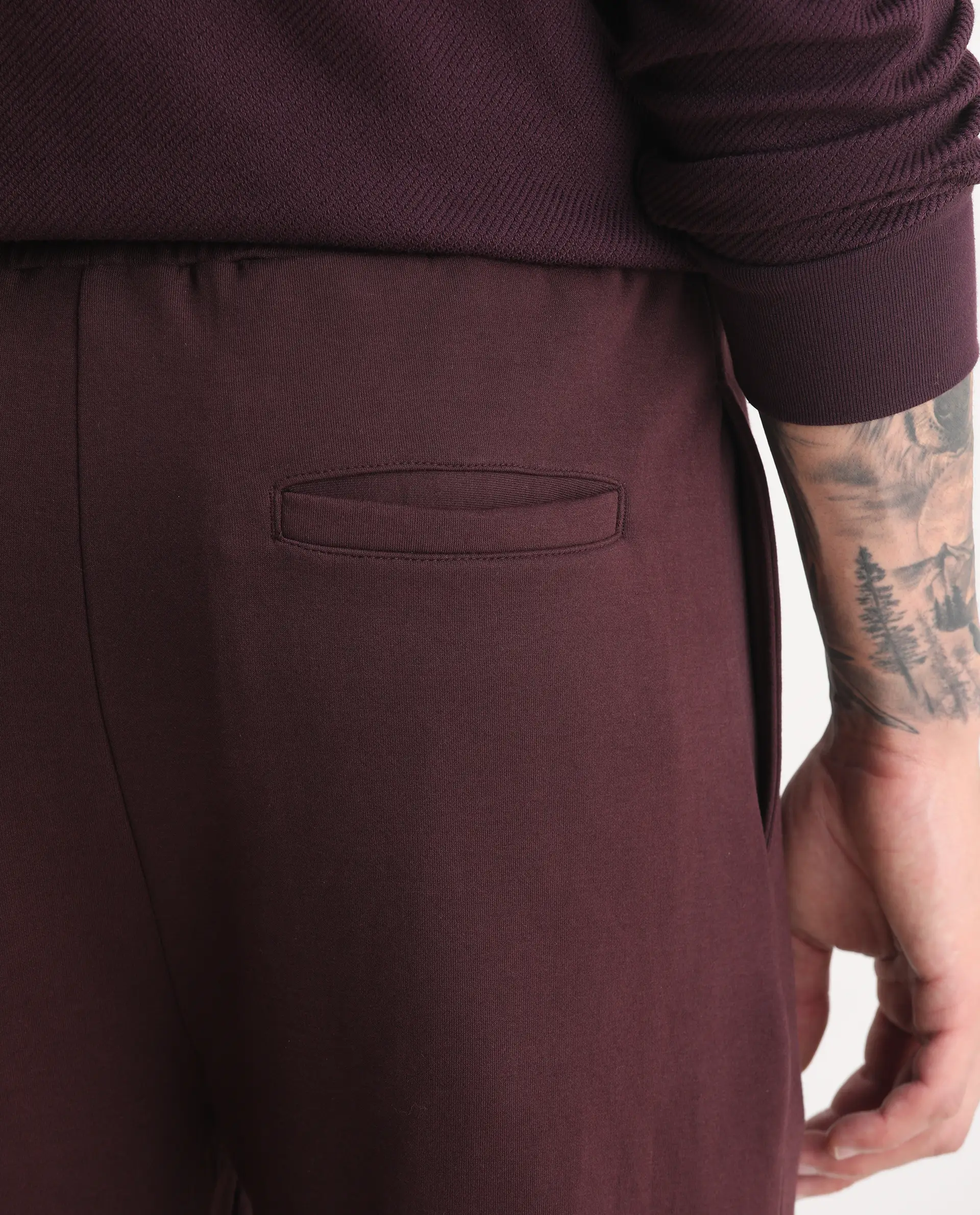 Rare Rabbit Men's Garon-B Dark Maroon Cotton Blend Fabric Regular Fit Plain Track Pant - Image 8