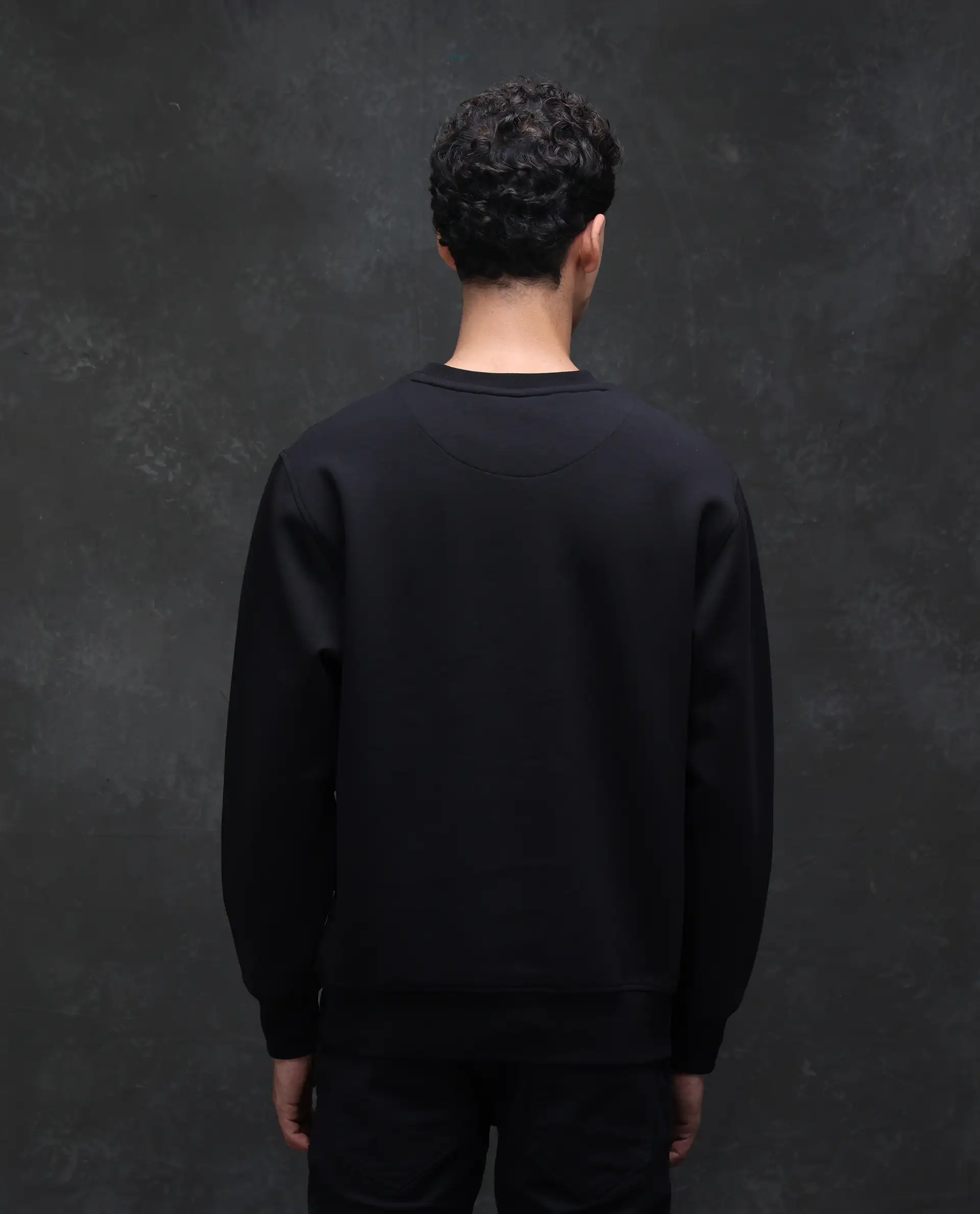 Rare Rabbit Men's Garon Black Cotton Blend Graphic Print Relaxed Fit Full Sleeve Crew Neck Sweatshirt - Image 6