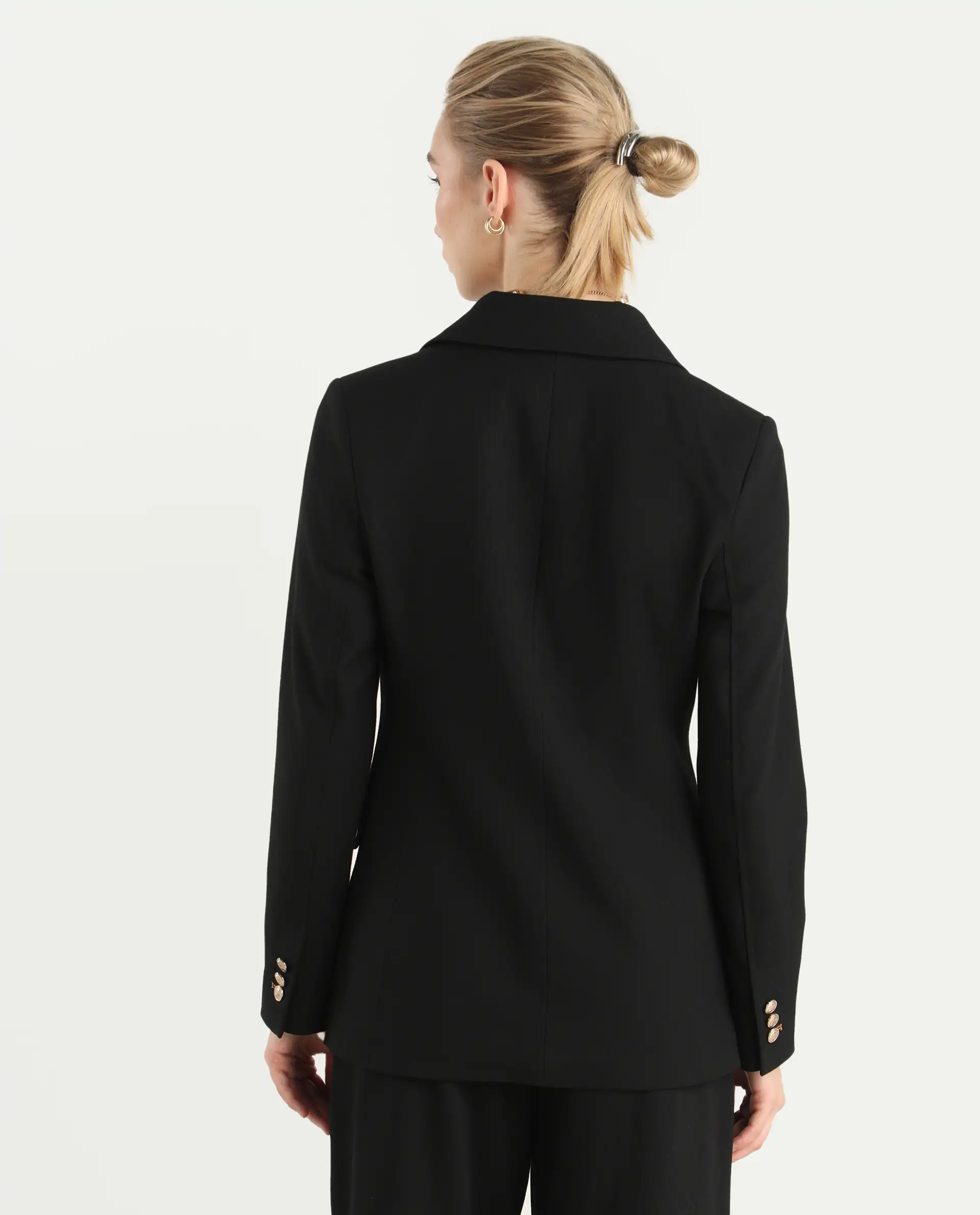 Rareism Women's Garoz Black Polyester Blend Fabric Full Sleeve Lapel Collar Plain Blazer - Image 11