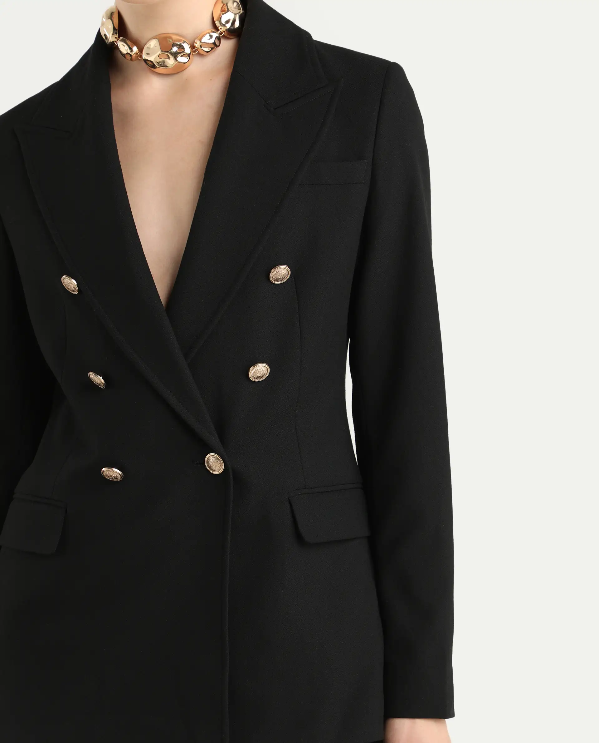 Rareism Women's Garoz Black Polyester Blend Fabric Full Sleeve Lapel Collar Plain Blazer - Image 3
