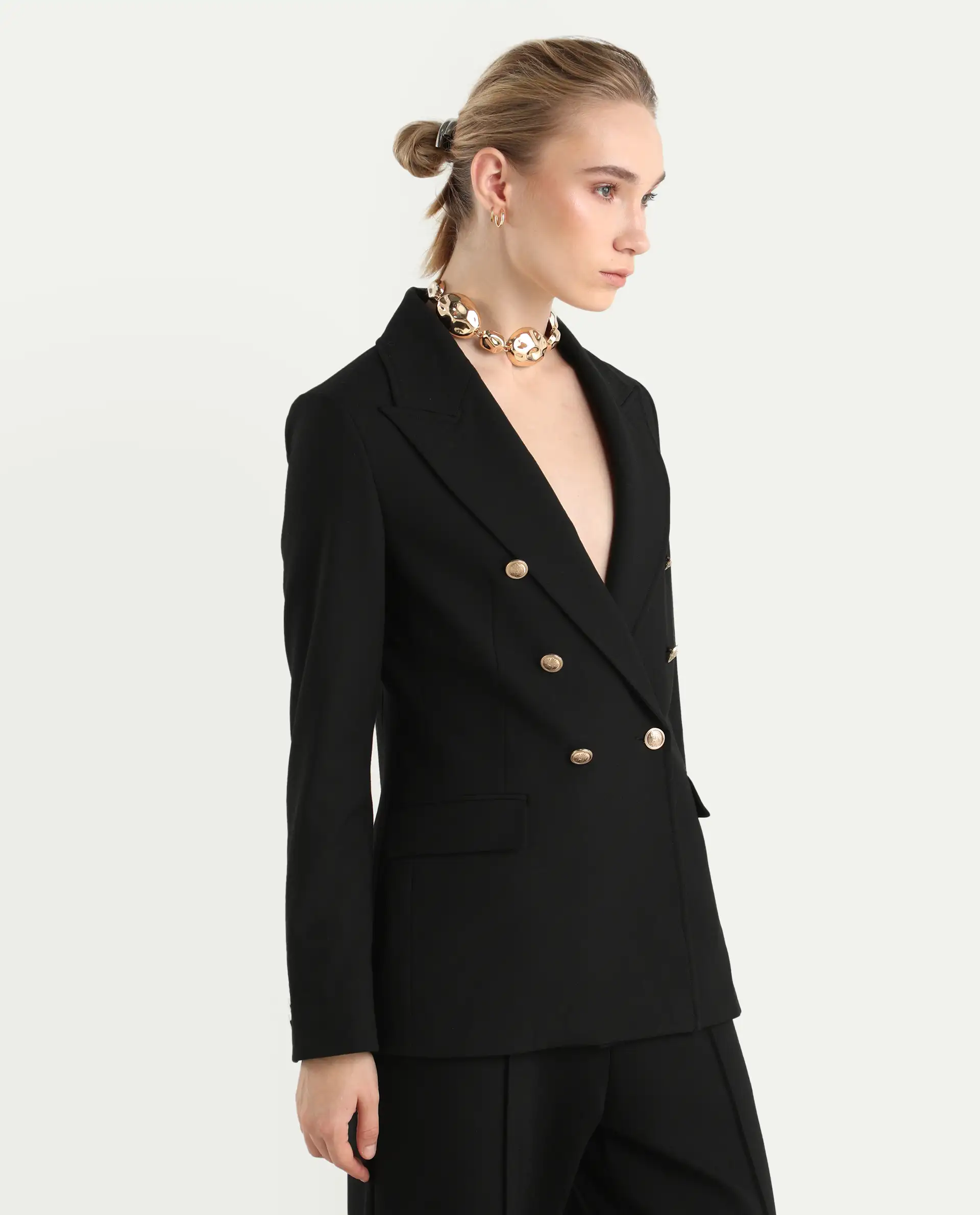 Rareism Women's Garoz Black Polyester Blend Fabric Full Sleeve Lapel Collar Plain Blazer - Image 5