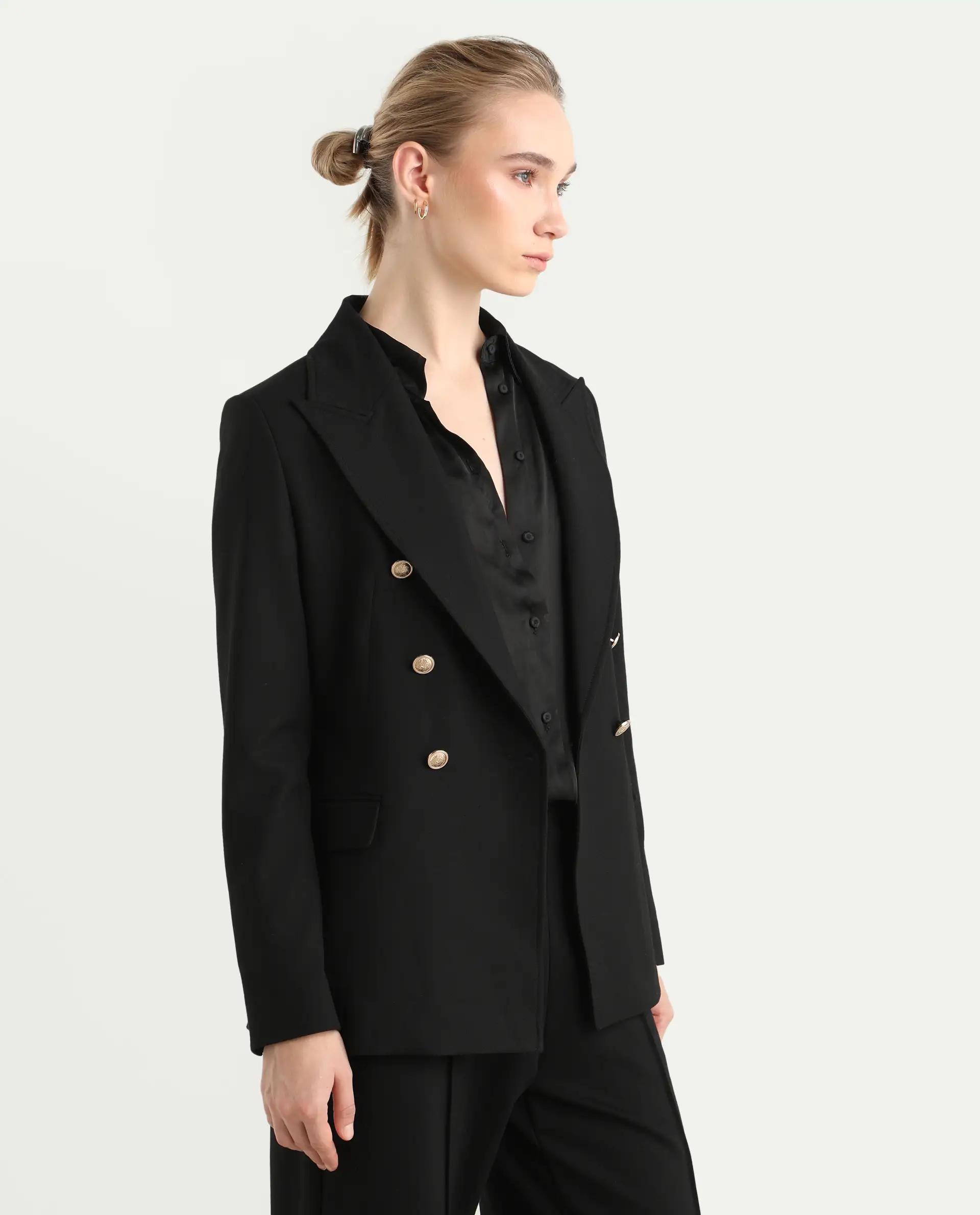 Rareism Women's Garoz Black Polyester Blend Fabric Full Sleeve Lapel Collar Plain Blazer - Image 9