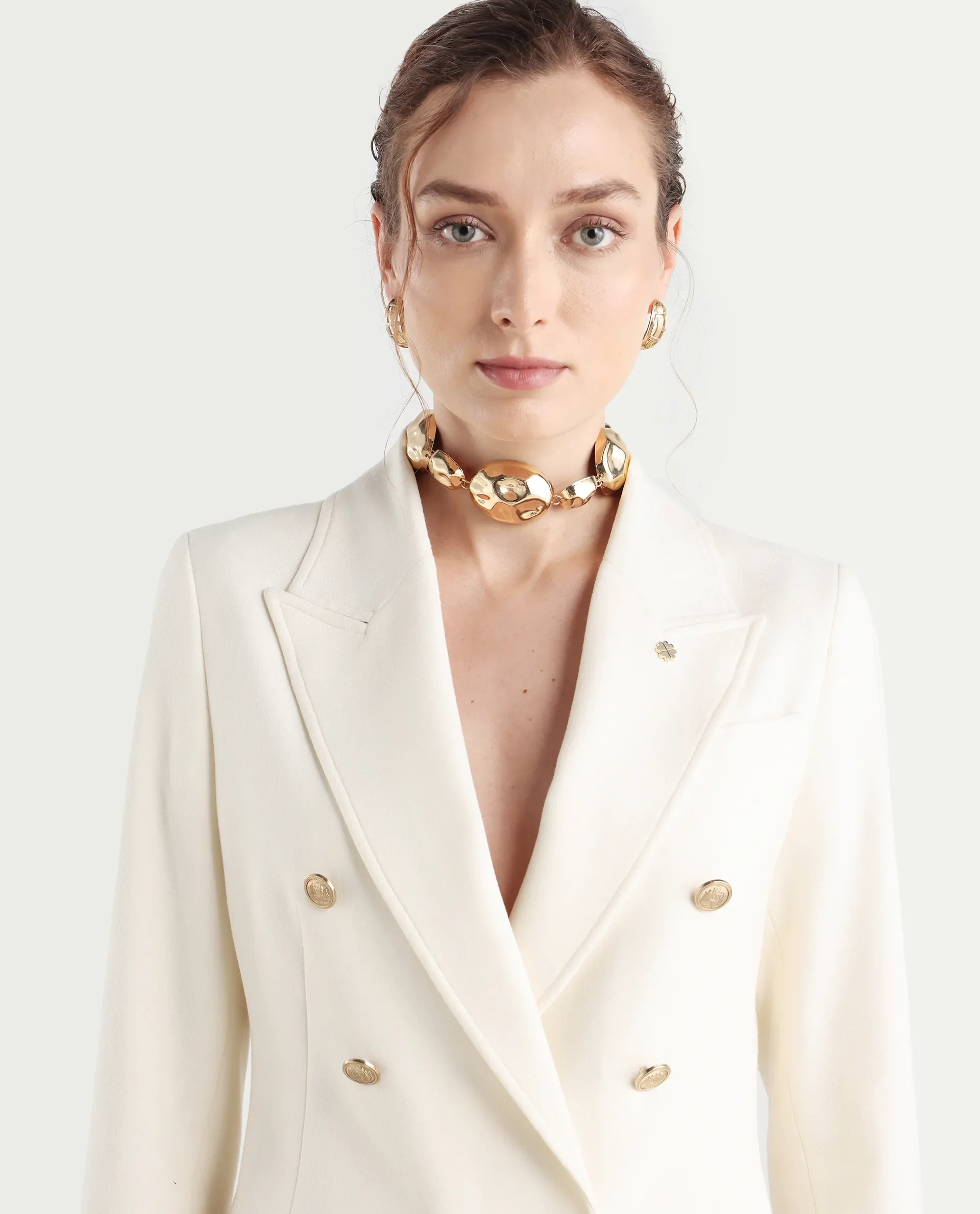 Rareism Women's Garoz Off White Polyester Blend Full Sleeve Lapel Collar Plain Blazer - Image 6