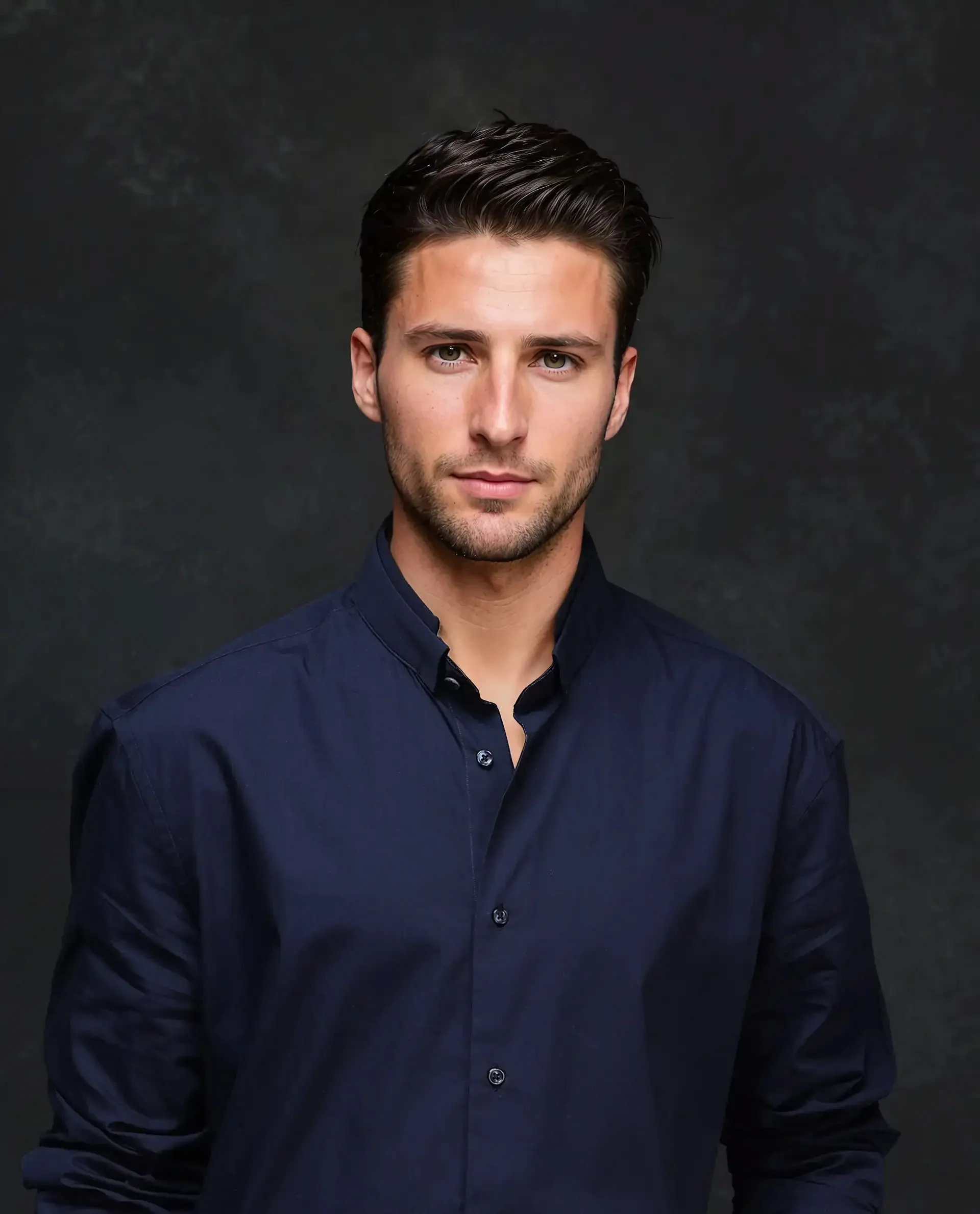 Rare Rabbit Men's Garry Navy Cotton Plain Relaxed Fit Full Sleeve Mandarin Collar Shirt - Image 5