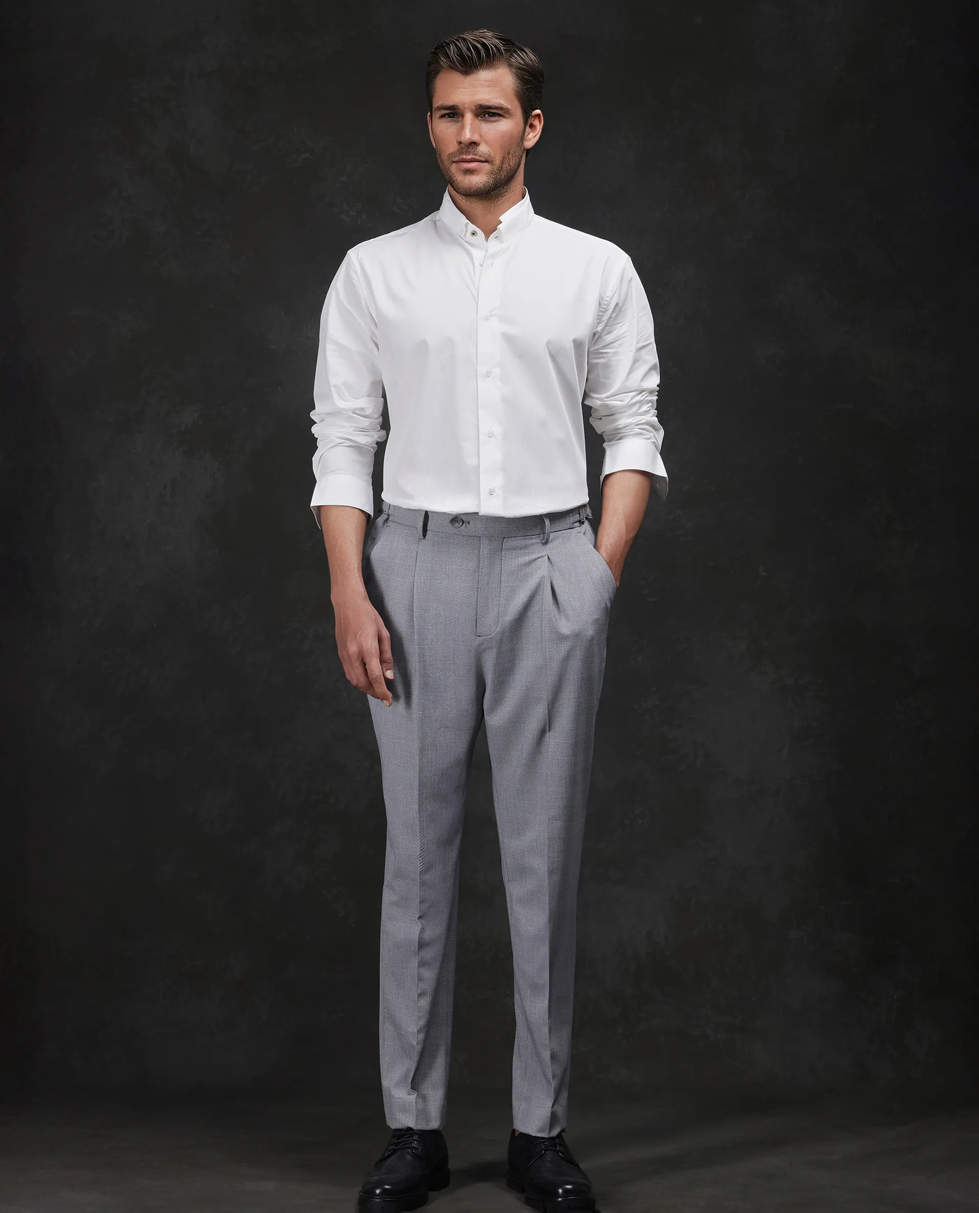 Rare Rabbit Men's Garry White Cotton Plain Relaxed Fit Full Sleeve Mandarin Collar Shirt - Image 2
