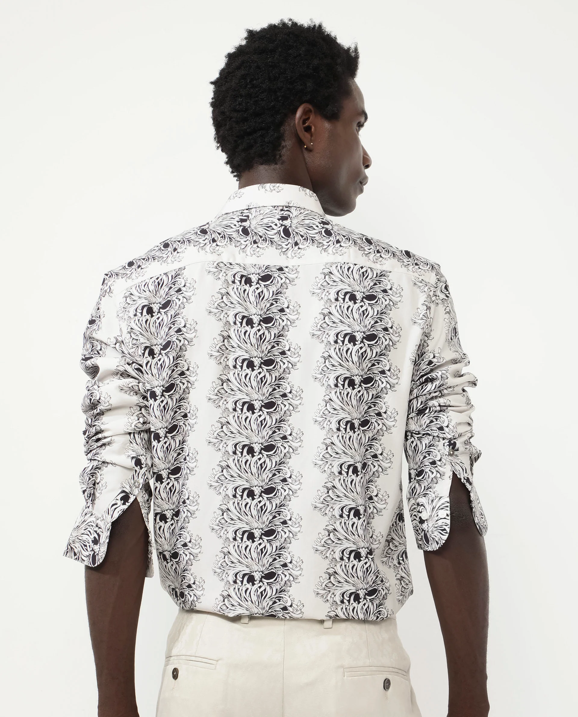 Rare Rabbit Men's Gasta Ls Off White Viscose Floral Print Regular Fit Full Sleeve Collared Shirt - Image 8