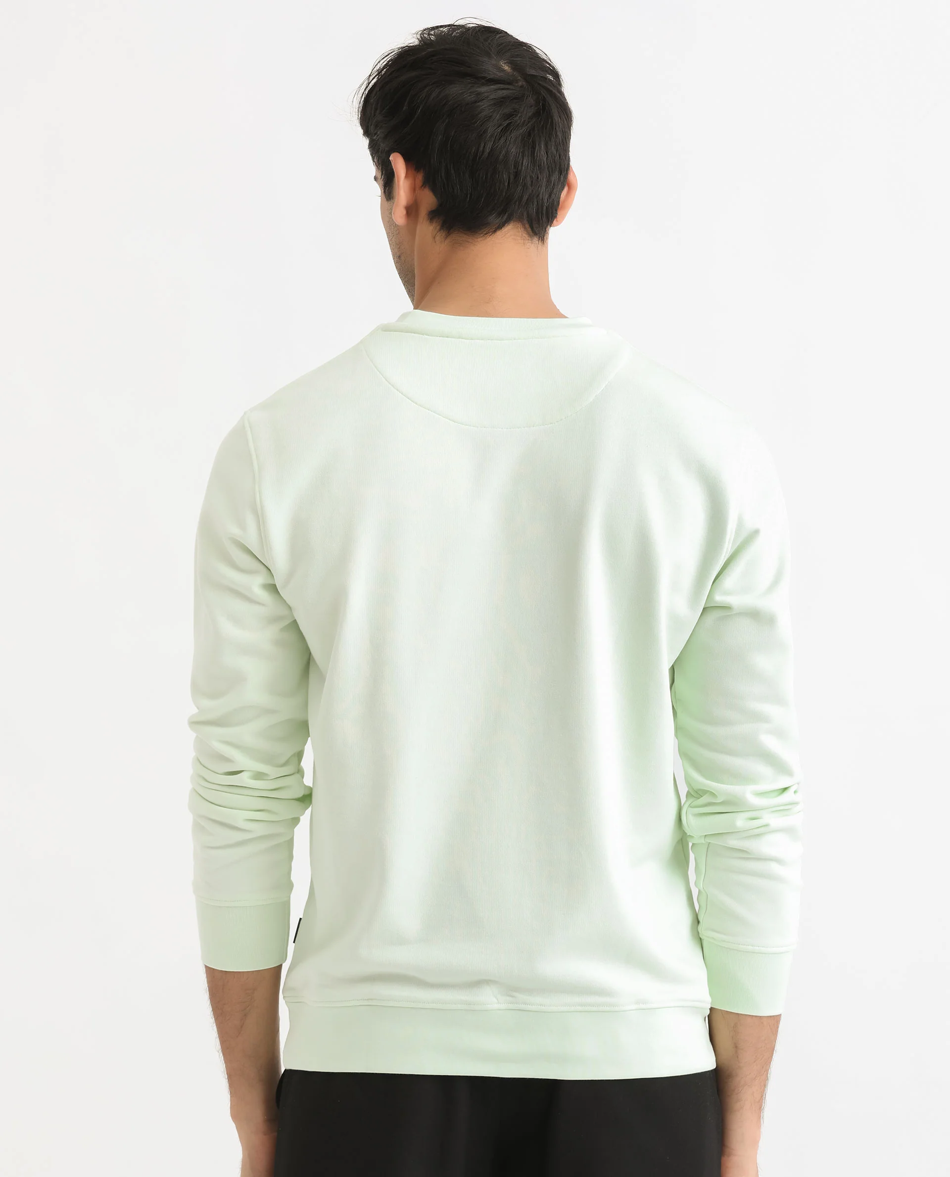 Rare Rabbit Men's Gatlin Green Cotton Graphic Print Regular Fit Full Sleeve Crew Neck Sweatshirt - Image 9