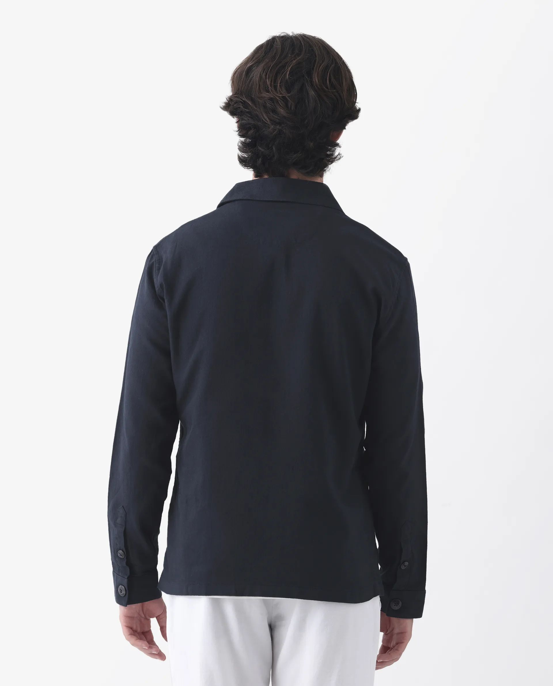 Rare Rabbit Men's Gatton Navy Linen Blend Plain Regular Fit Full Sleeve Spread Collar Jacket - Image 8