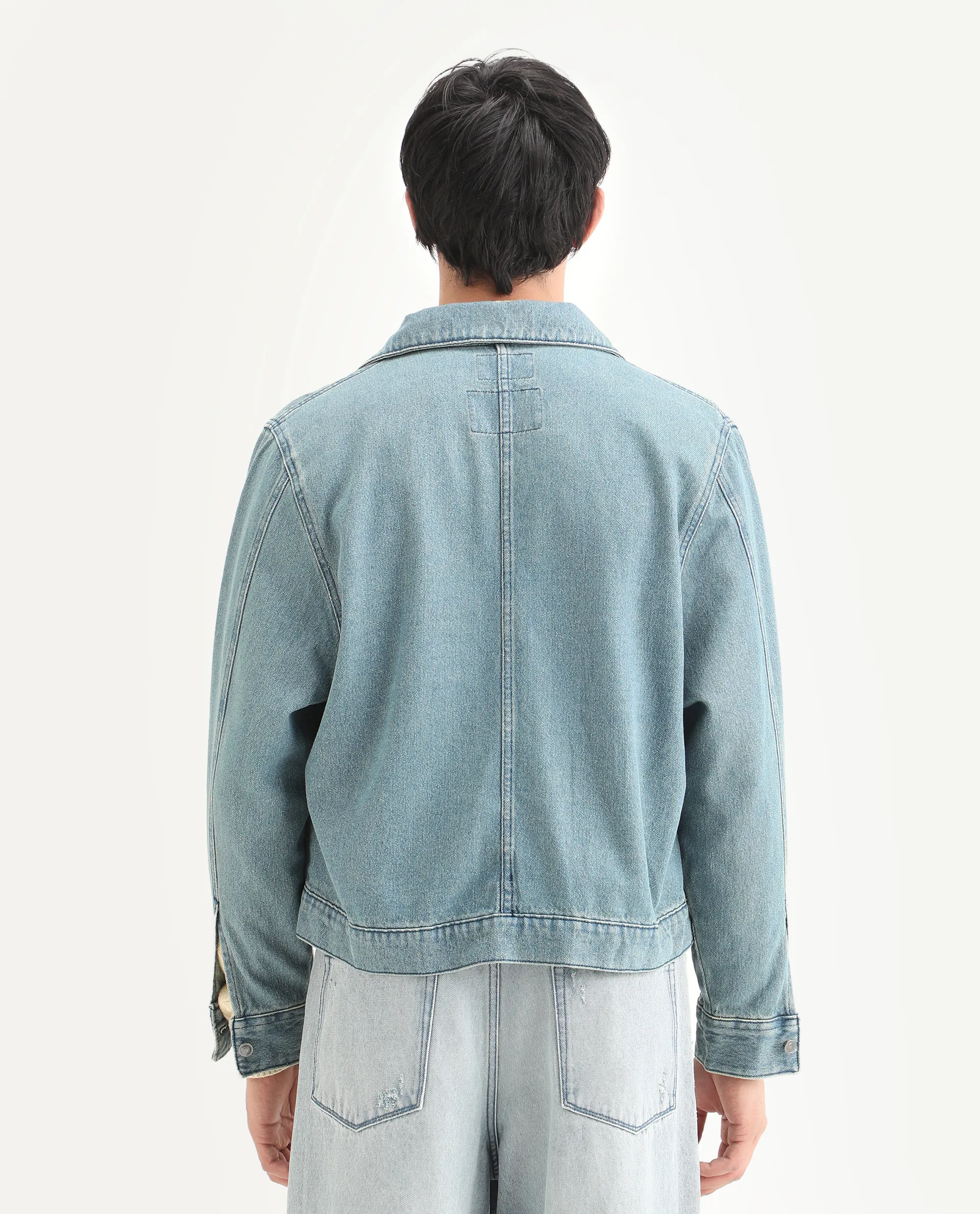 Rare Rabbit Men's Gausst Blue Cotton Plain Regular Fit Full Sleeve Spread Collar Jacket - Image 7