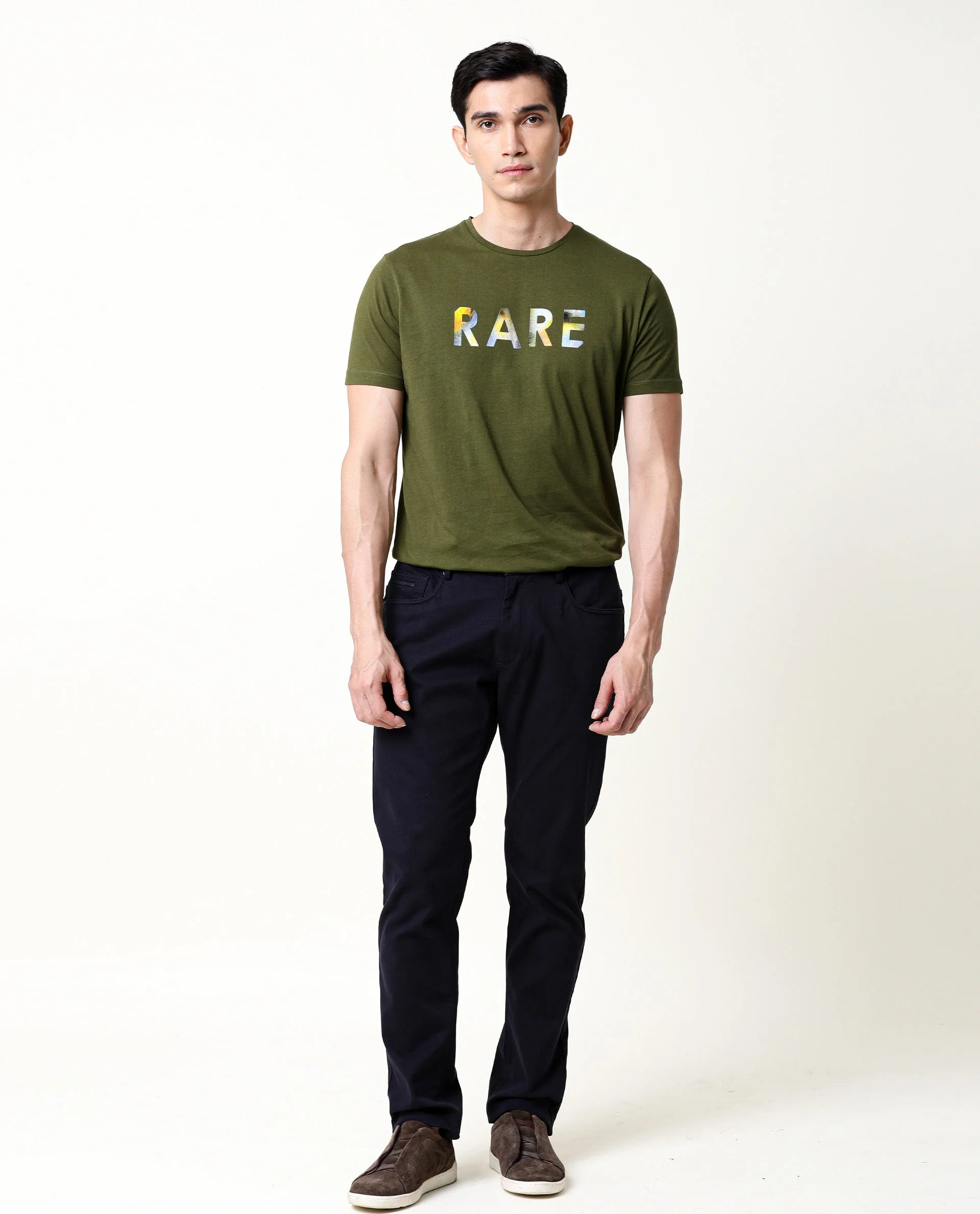 Rare Rabbit Men's Gavin Green Cotton Graphic Print Regular Fit Half Sleeve Crew Neck T-Shirt - Image 10