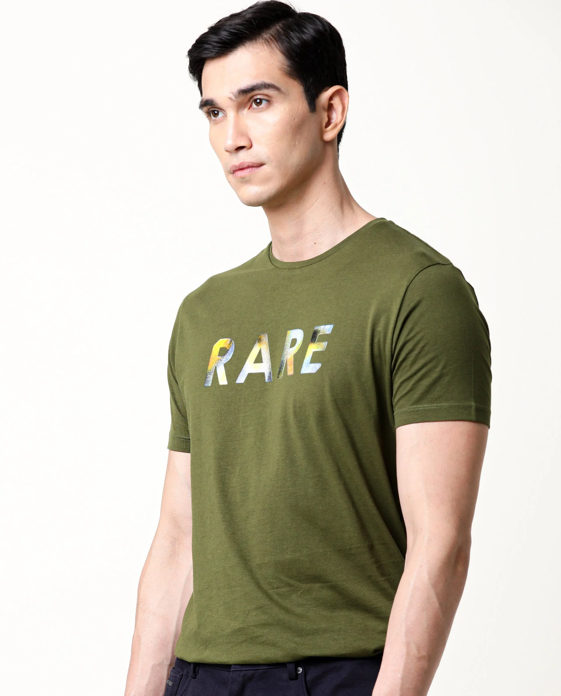Rare Rabbit Men's Gavin Green Cotton Graphic Print Regular Fit Half Sleeve Crew Neck T-Shirt - Image 6