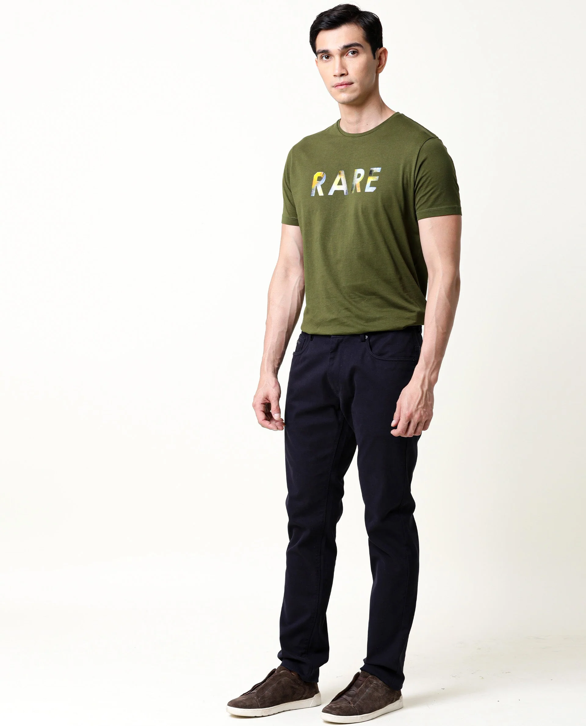 Rare Rabbit Men's Gavin Green Cotton Graphic Print Regular Fit Half Sleeve Crew Neck T-Shirt - Image 9
