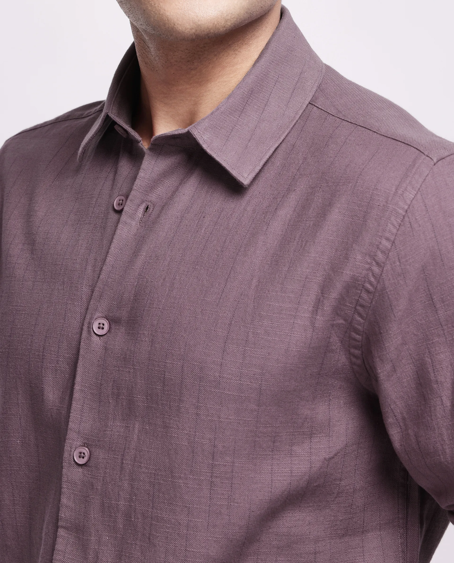 Rare Rabbit Men's Gawa Purple Cotton Striped Print Regular Fit Full Sleeve Collared Shirt - Image 3