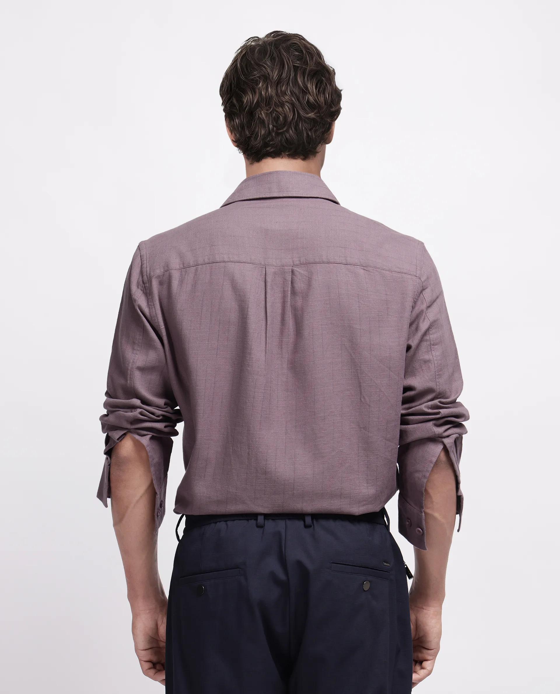 Rare Rabbit Men's Gawa Purple Cotton Striped Print Regular Fit Full Sleeve Collared Shirt - Image 4