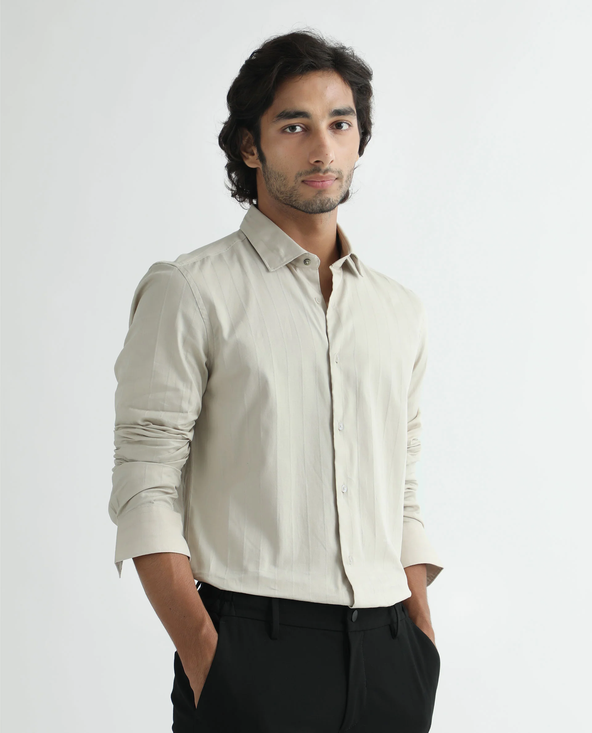 Rare Rabbit Men's Gazan Beige Cotton Striped Print Regular Fit Full Sleeve Collared Shirt - Image 7