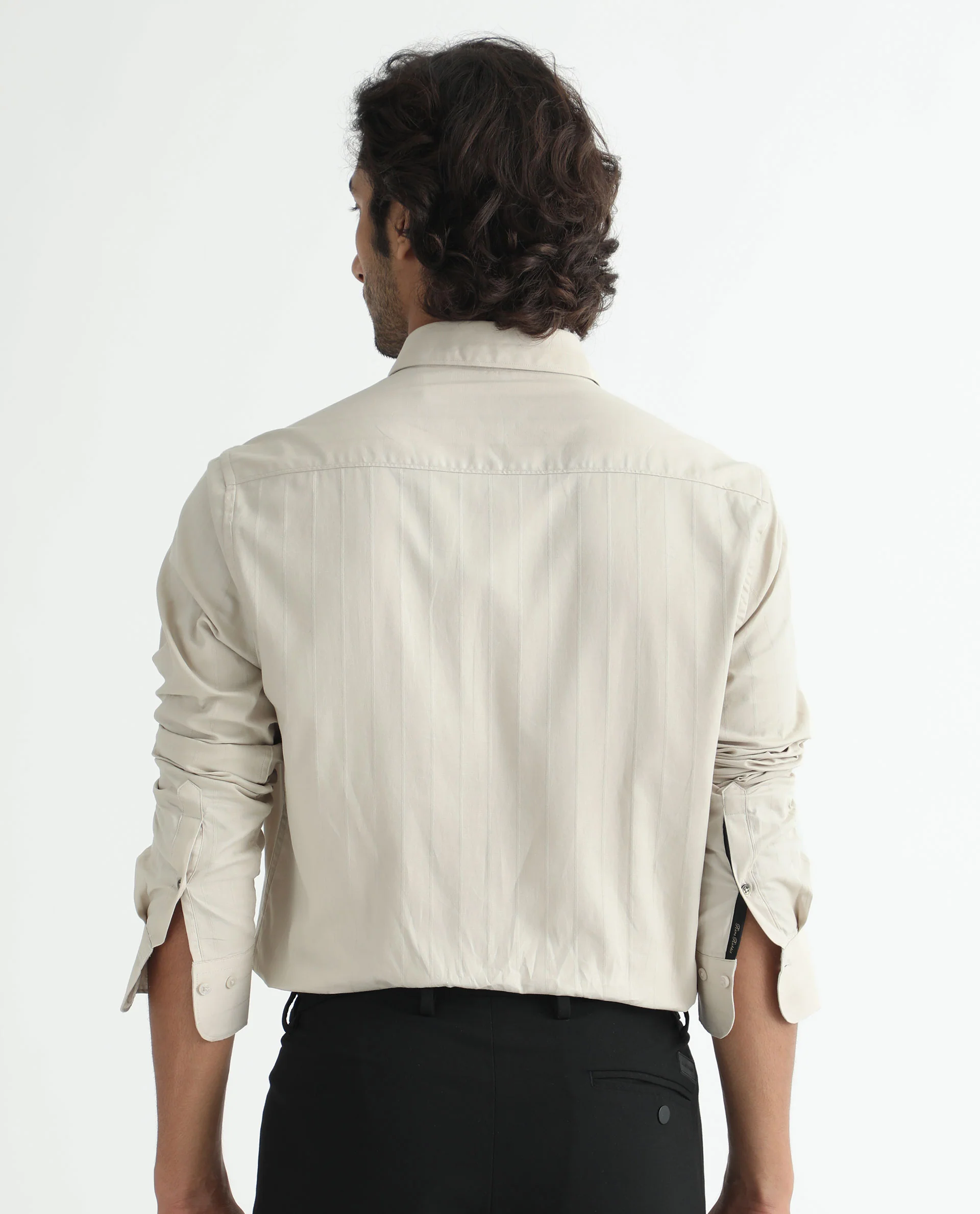 Rare Rabbit Men's Gazan Beige Cotton Striped Print Regular Fit Full Sleeve Collared Shirt - Image 8