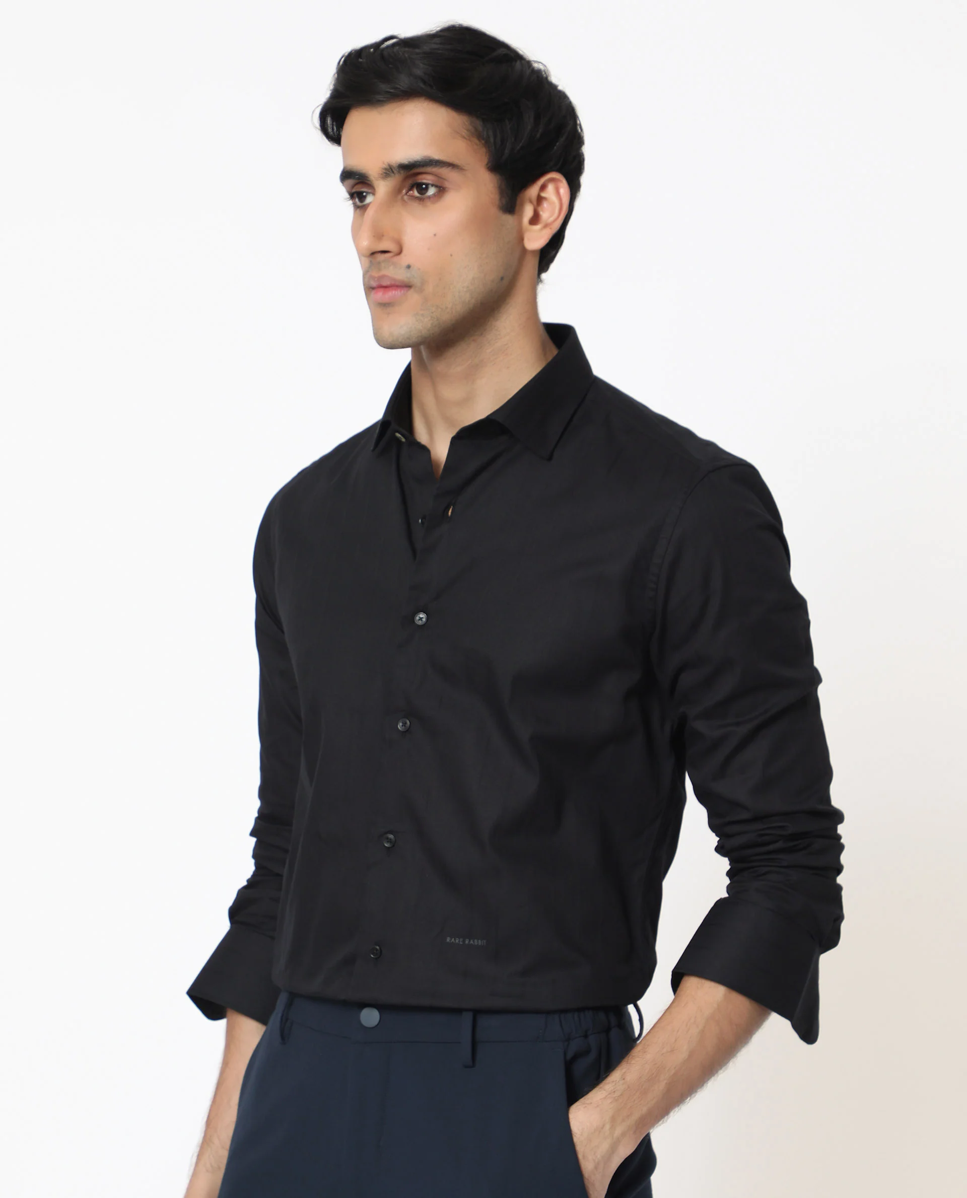 Rare Rabbit Men's Gazan Black Cotton Striped Print Regular Fit Full Sleeve Collared Shirt - Image 3