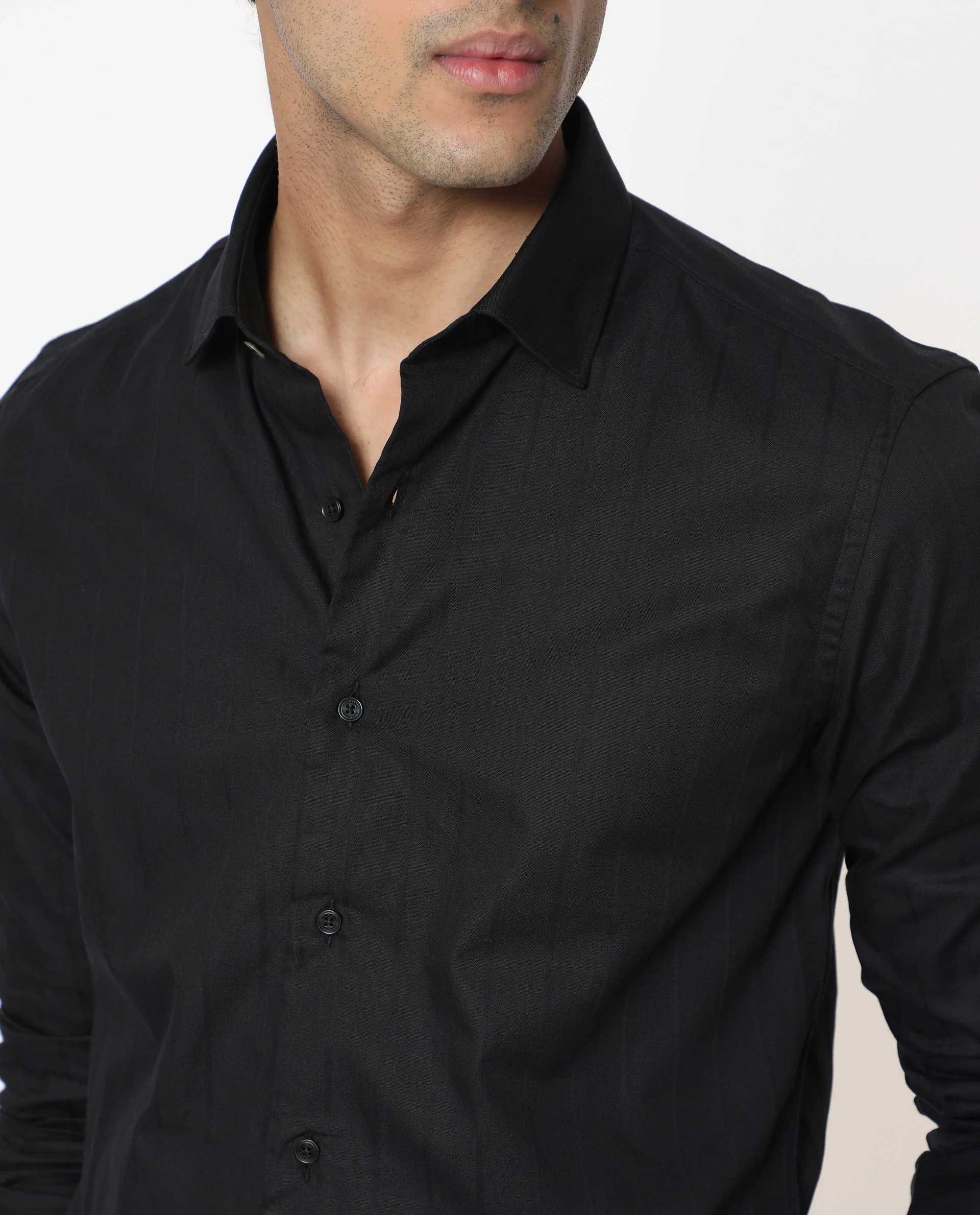 Rare Rabbit Men's Gazan Black Cotton Striped Print Regular Fit Full Sleeve Collared Shirt - Image 4