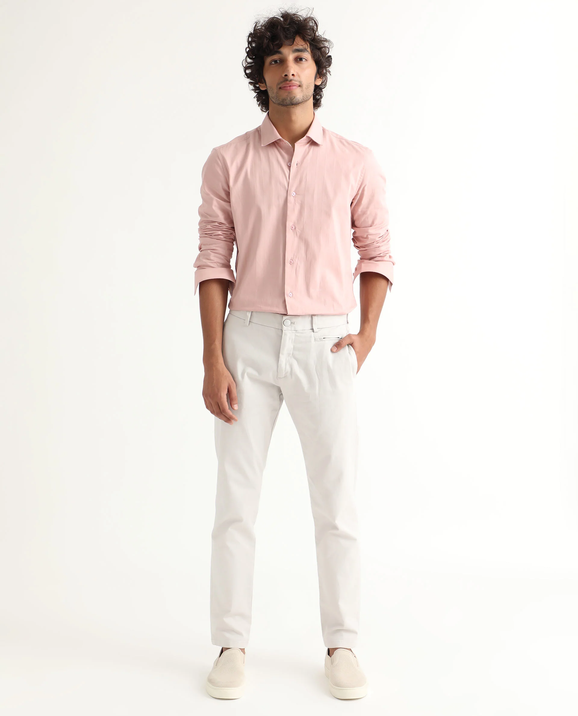 Rare Rabbit Men's Gazan Dusky Pink Cotton Striped Print Regular Fit Full Sleeve Collared Shirt - Image 2