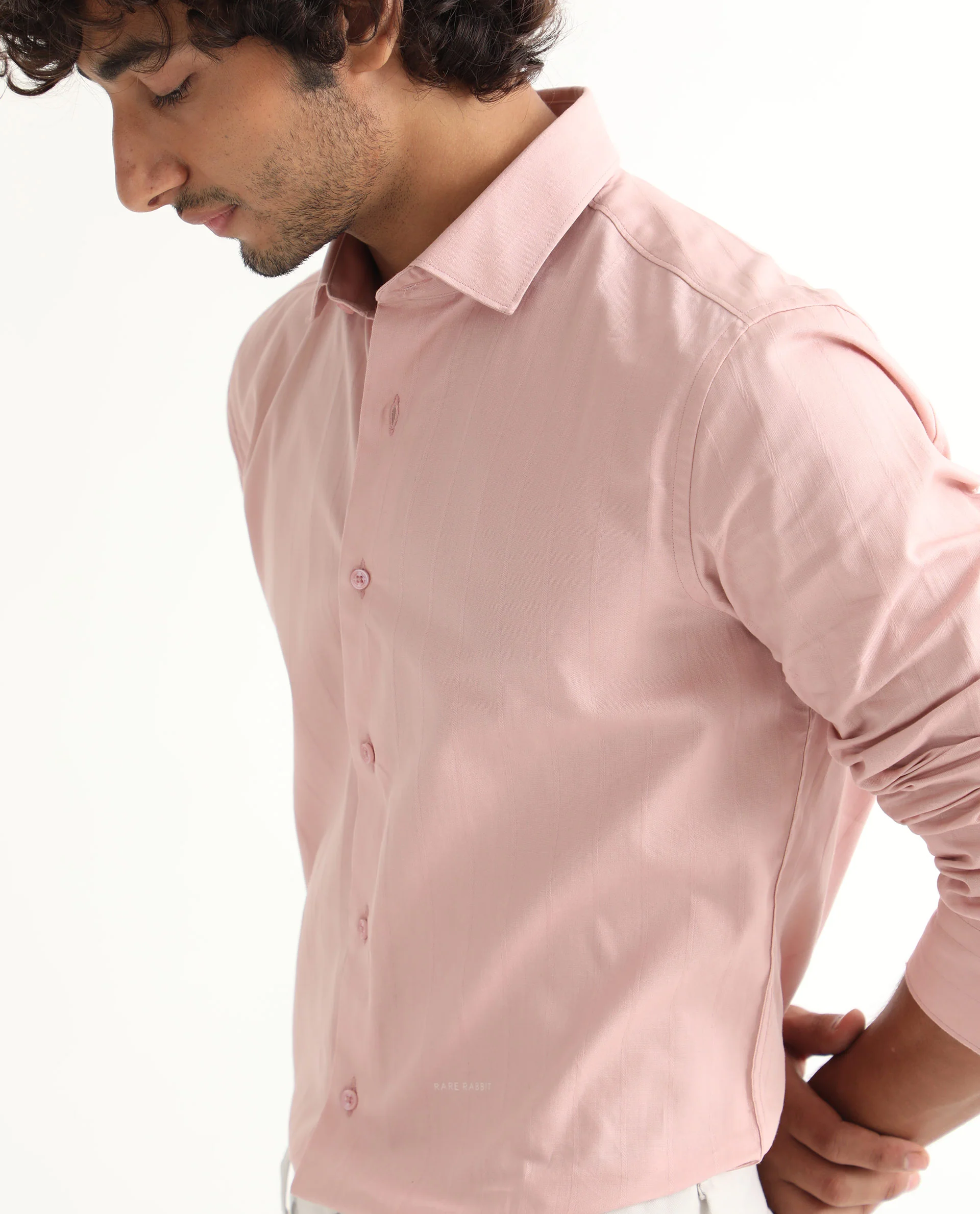 Rare Rabbit Men's Gazan Dusky Pink Cotton Striped Print Regular Fit Full Sleeve Collared Shirt - Image 6