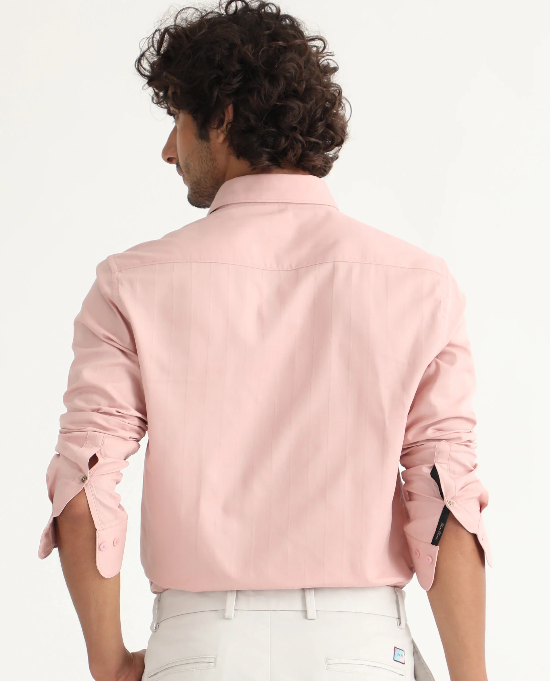 Rare Rabbit Men's Gazan Dusky Pink Cotton Striped Print Regular Fit Full Sleeve Collared Shirt - Image 8