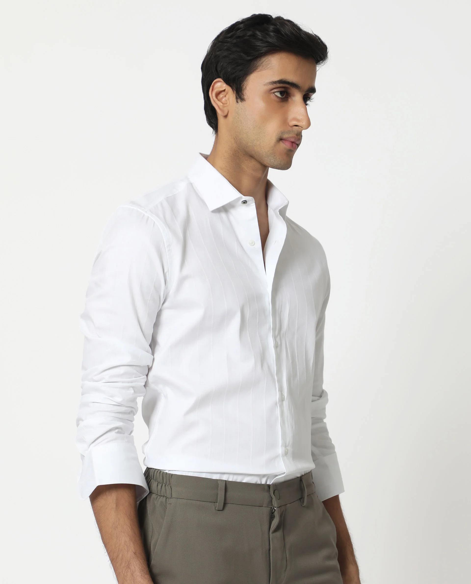 Rare Rabbit Men's Gazan White Cotton Striped Print Regular Fit Full Sleeve Collared Shirt - Image 6