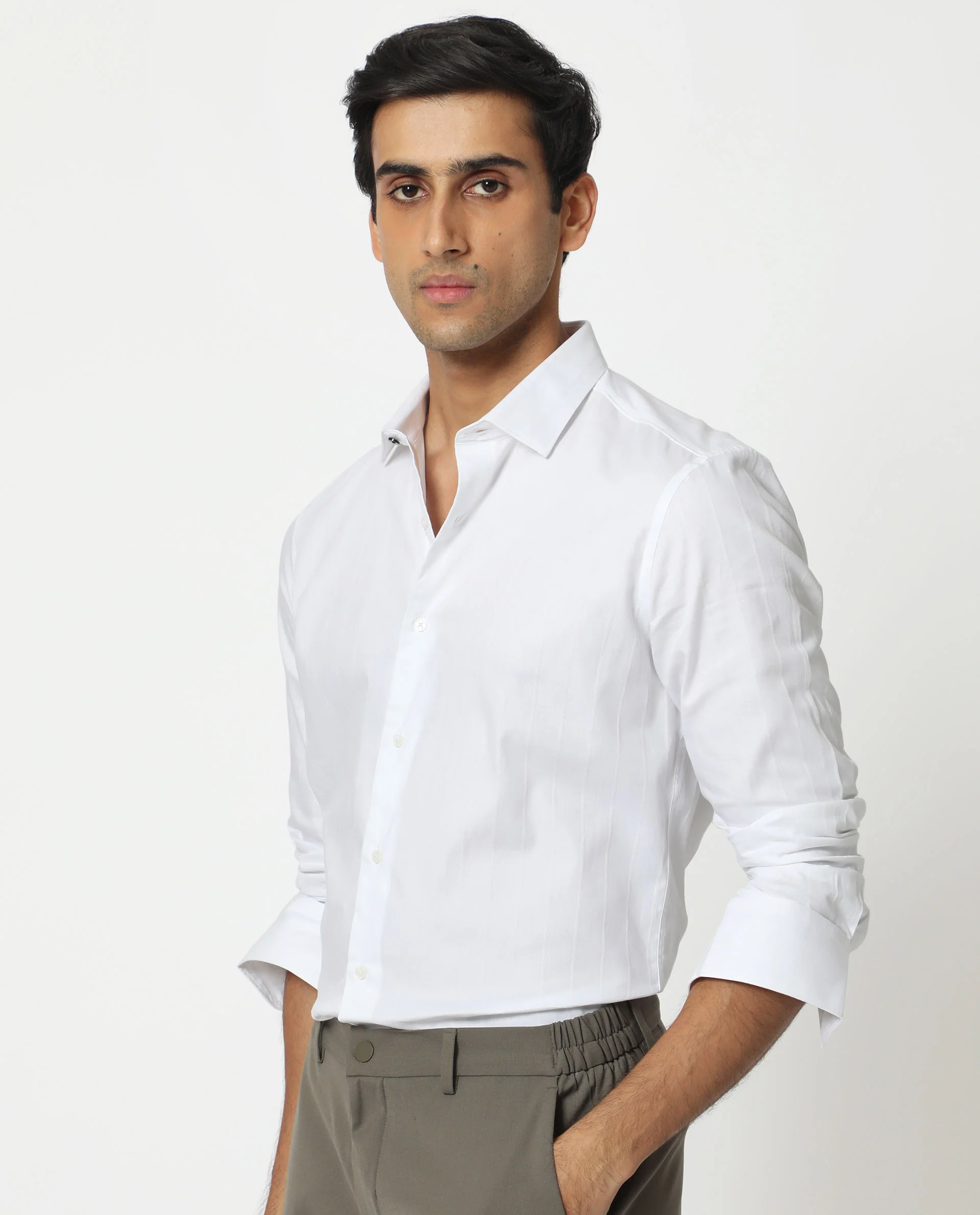 Rare Rabbit Men's Gazan White Cotton Striped Print Regular Fit Full Sleeve Collared Shirt - Image 7
