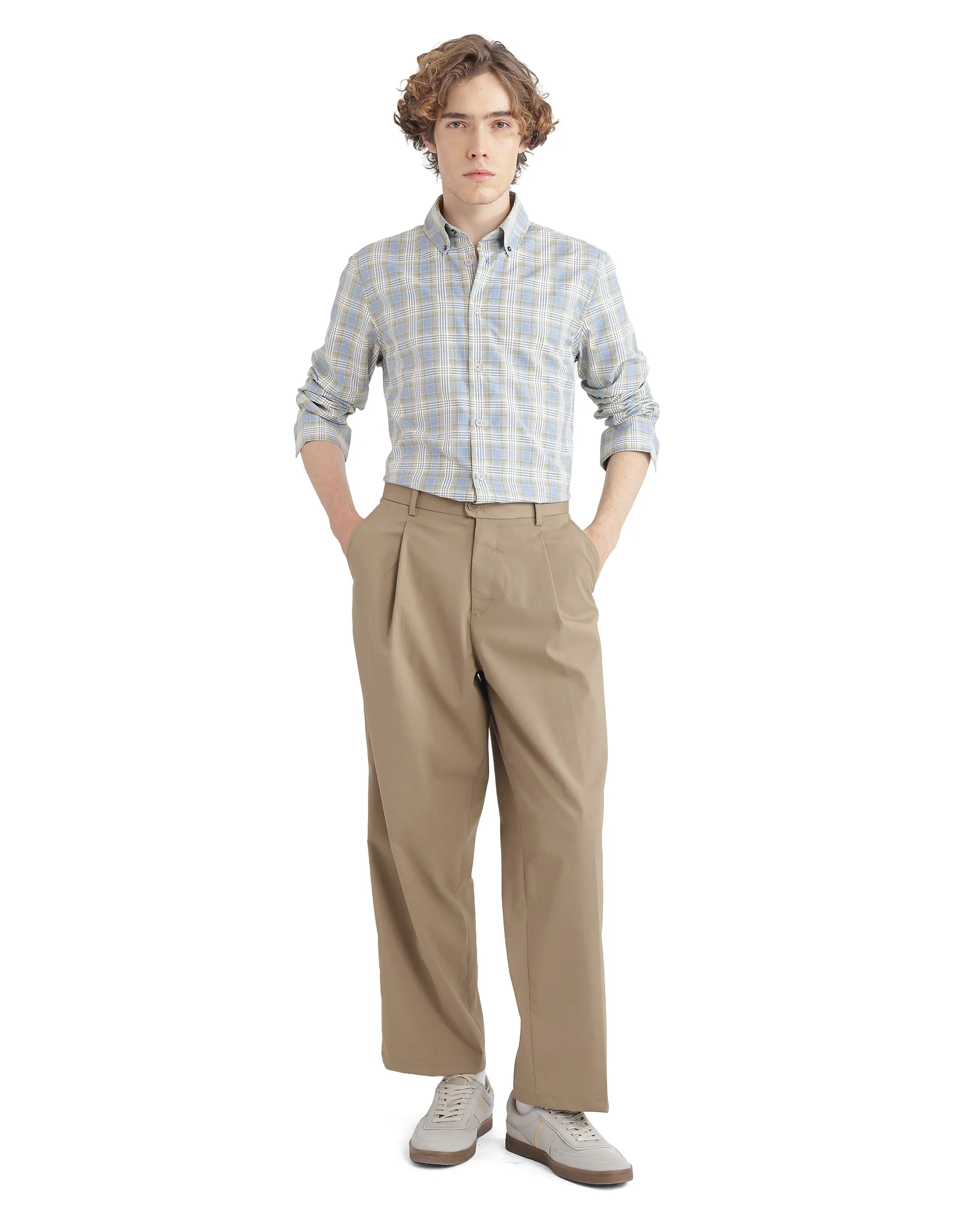 Rare Rabbit Men's Geko Pastel Green Cotton Checked Print Regular Fit Full Sleeve Collared Shirt - Image 6