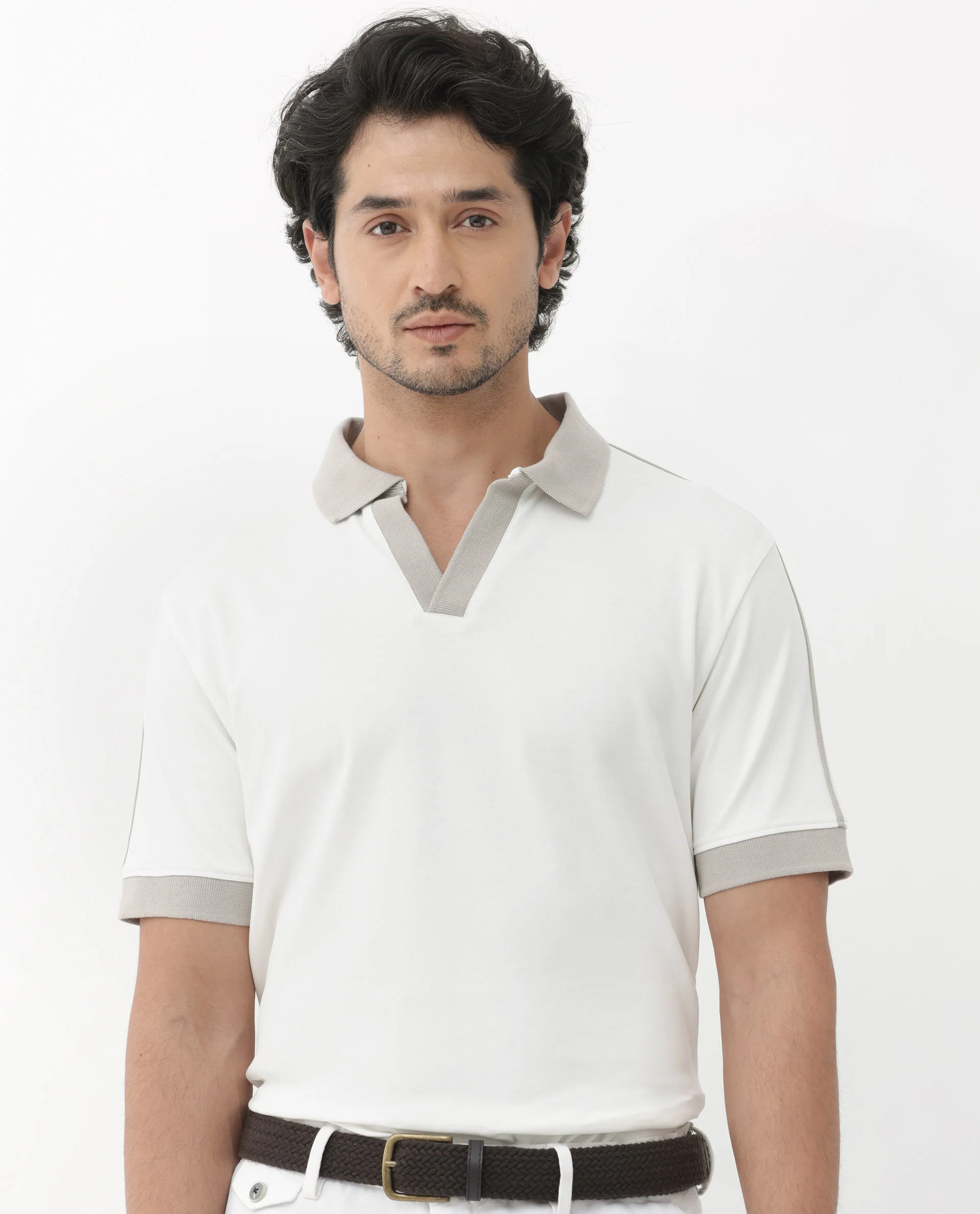 Rare Rabbit Men's Geller White Cotton Plain Regular Fit Half Sleeve Polo - Image 9