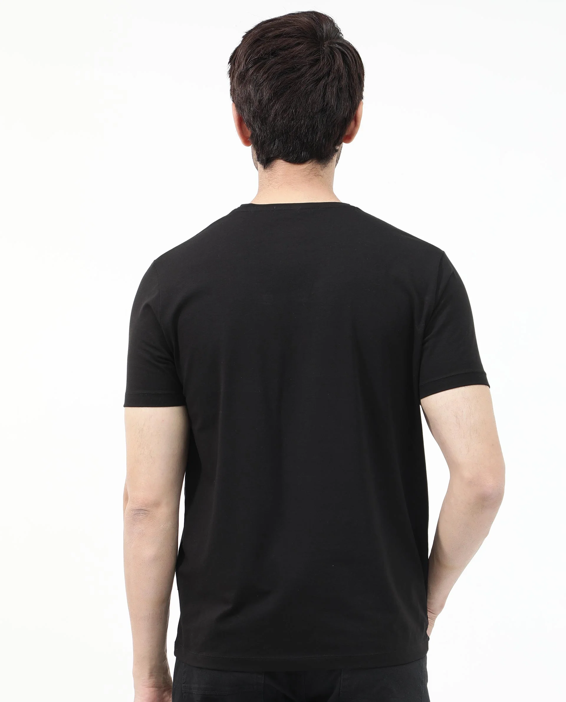 Rare Rabbit Articale Mens Gene Black Cotton Polyester Fabric Short Sleeve Crew Neck Regular Fit Graphic Printed Monogram Logo T-Shirt - Image 7