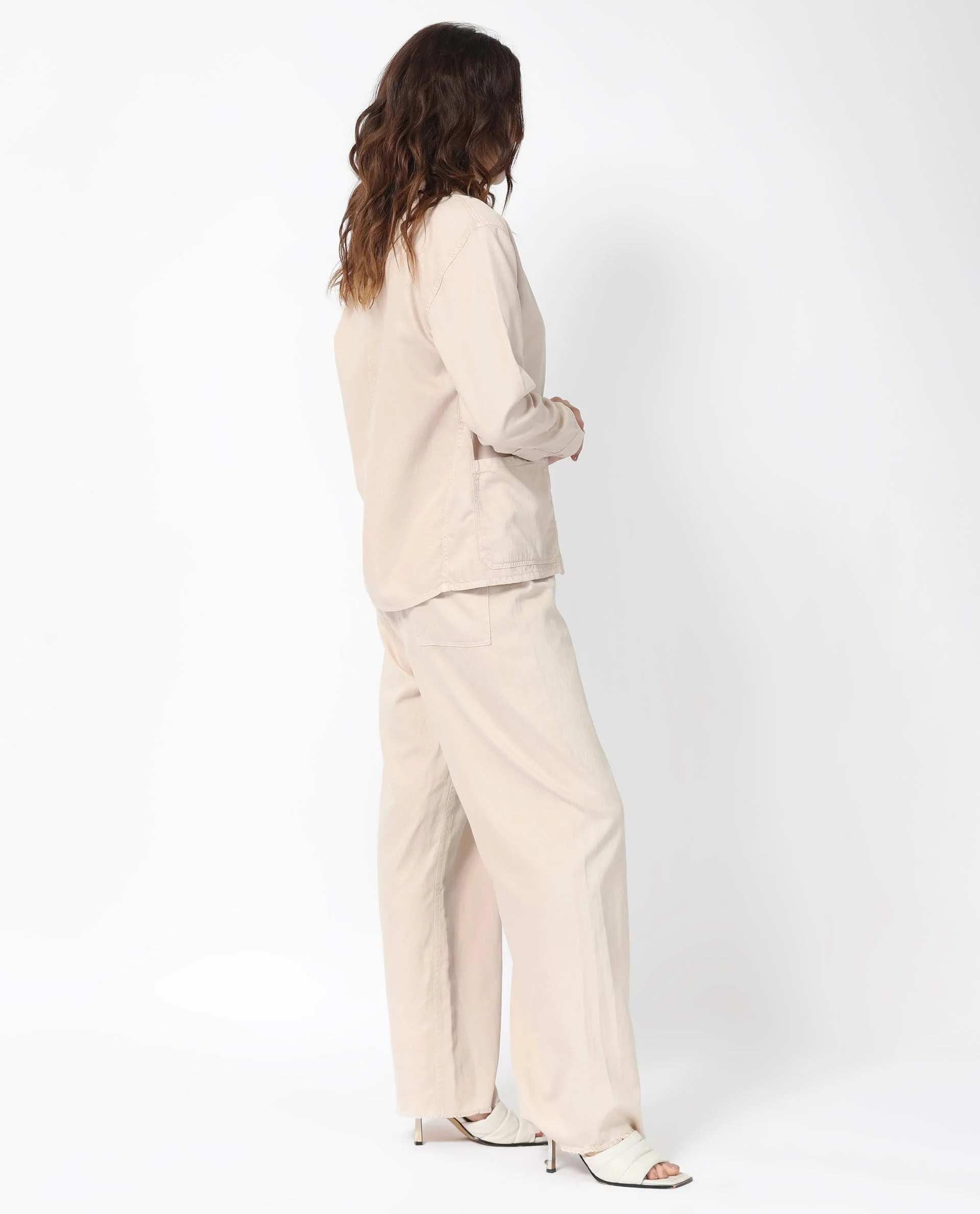 Rareism Women's Genesis Beige Tencel Spread Collar Plain Regular Fit Jacket - Image 6