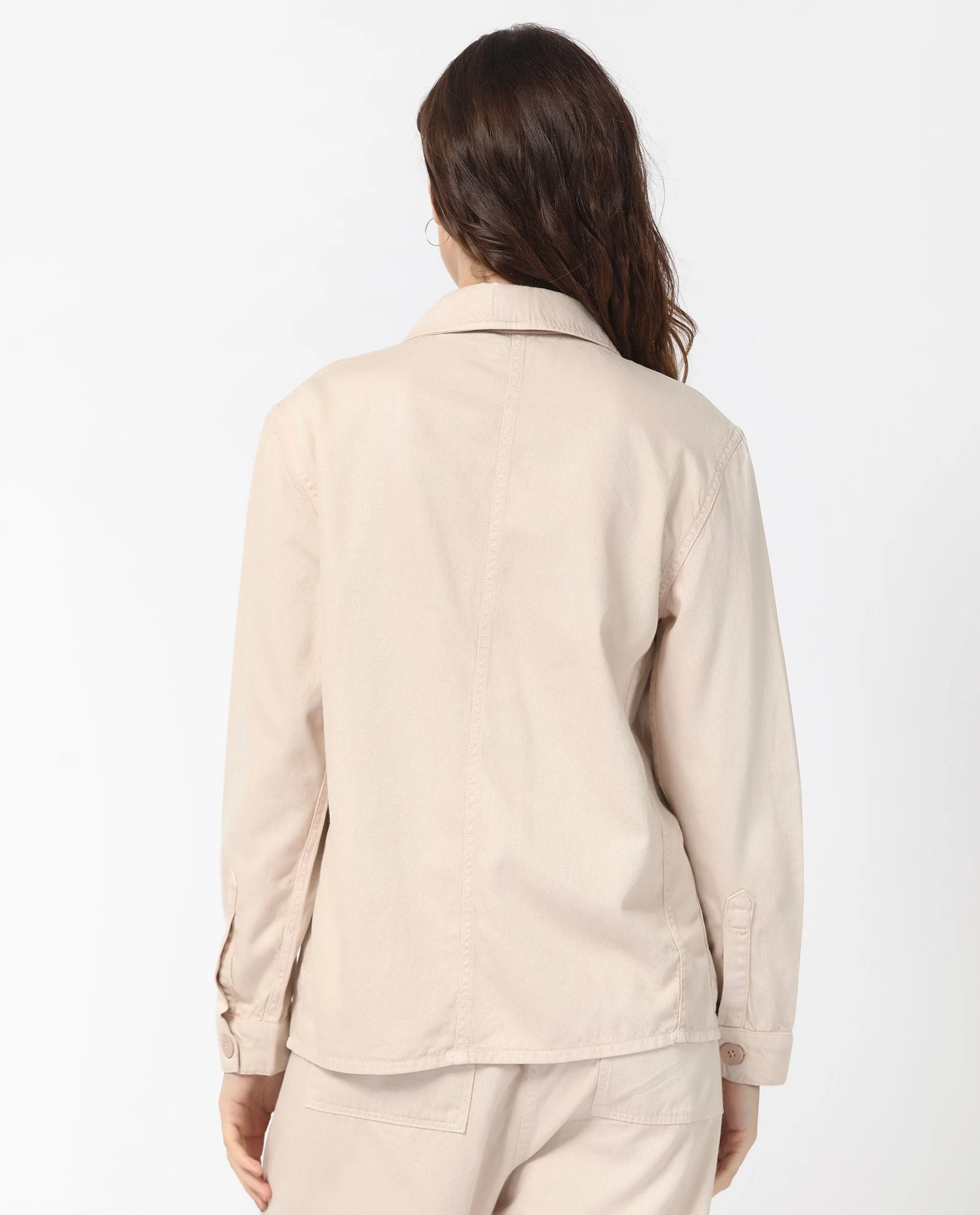 Rareism Women's Genesis Beige Tencel Spread Collar Plain Regular Fit Jacket - Image 8