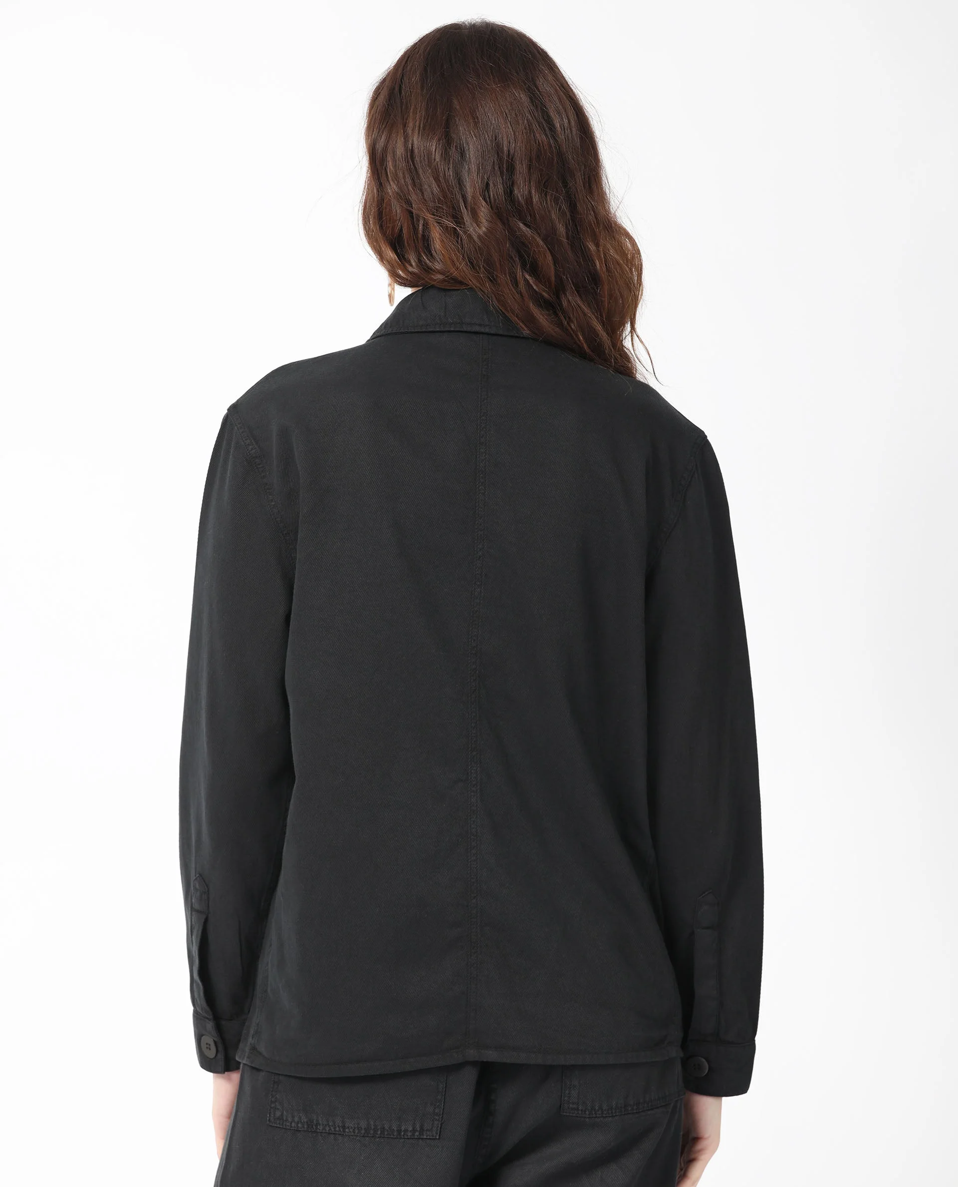 Rareism Women's Genesis Black Tencel Spread Collar Plain Regular Fit Jacket - Image 10