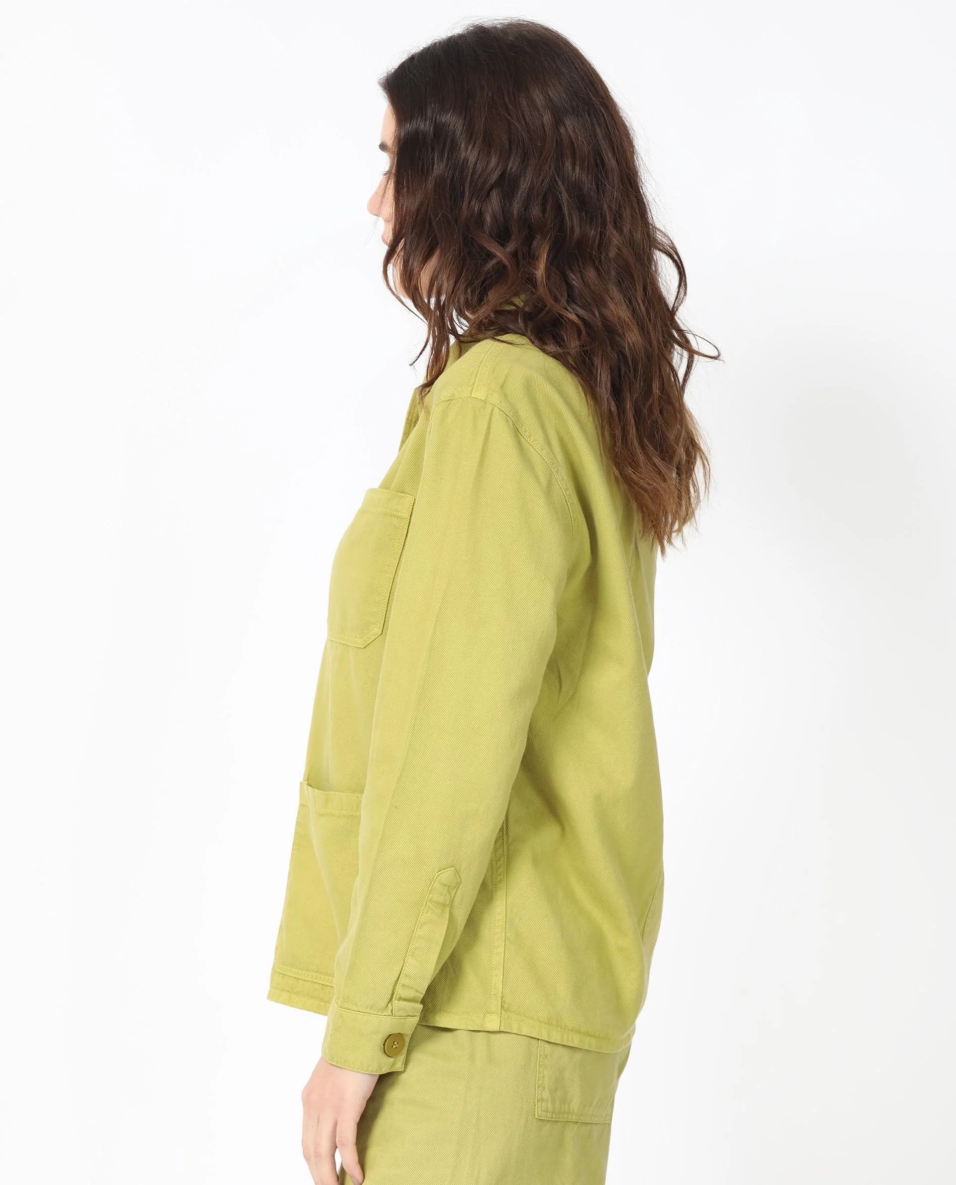 Rareism Women's Genesis Flouroscent Green Tencel Spread Collar Plain Regular Fit Jacket - Image 3