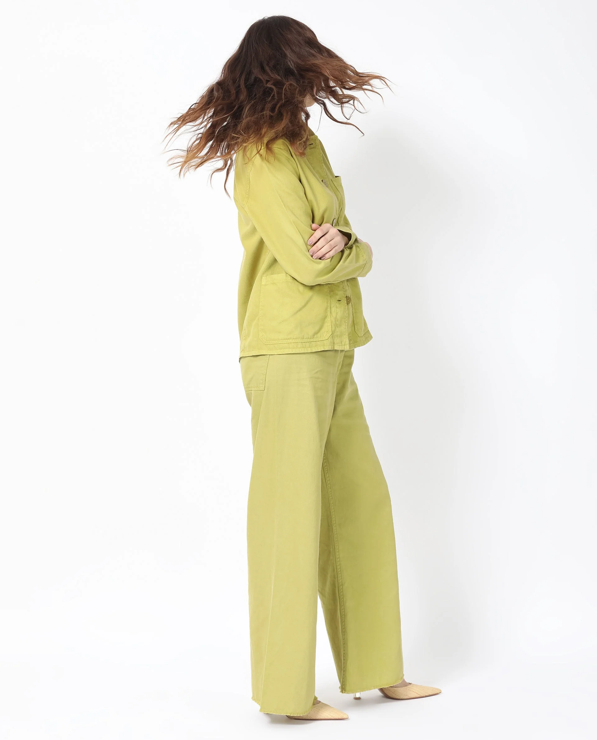 Rareism Women's Genesis Flouroscent Green Tencel Spread Collar Plain Regular Fit Jacket - Image 4