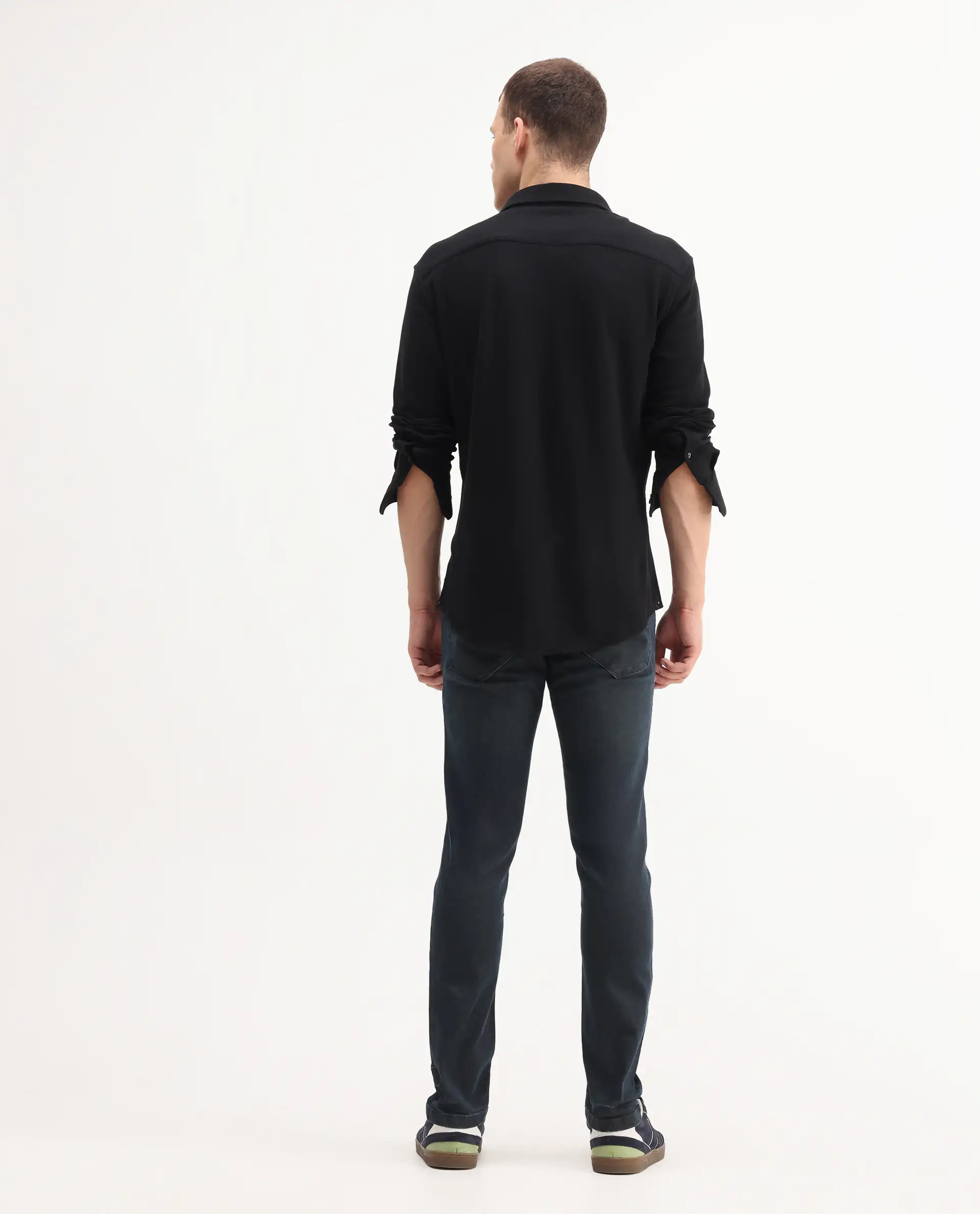 Rare Rabbit Men's Genevo Dusky Blue Cotton Plain Hawk Slim Fit Jeans - Image 6