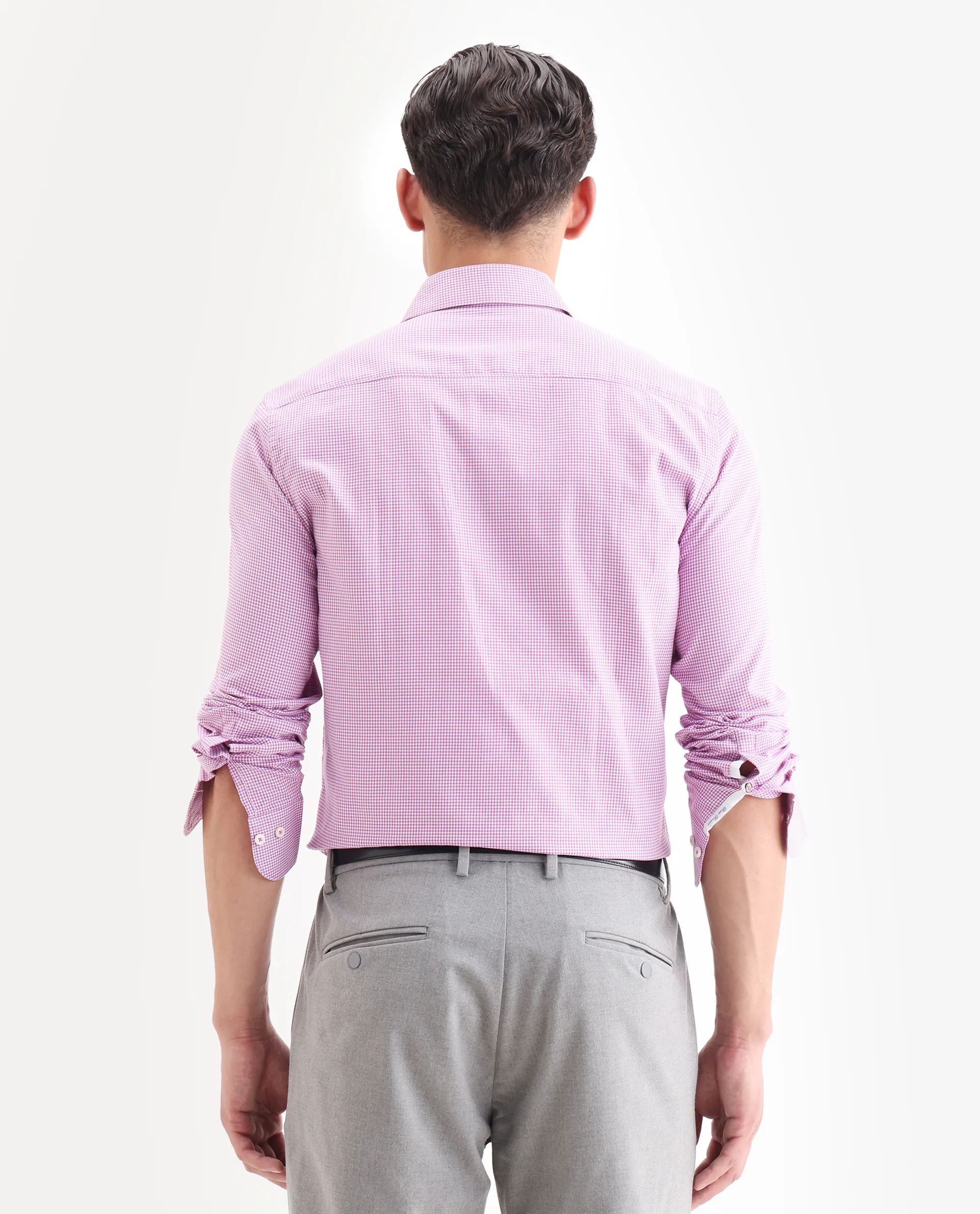 Rare Rabbit Men's Genium Pink Cotton Checked Print Tailored Fit Full Sleeve Collared Shirt - Image 7