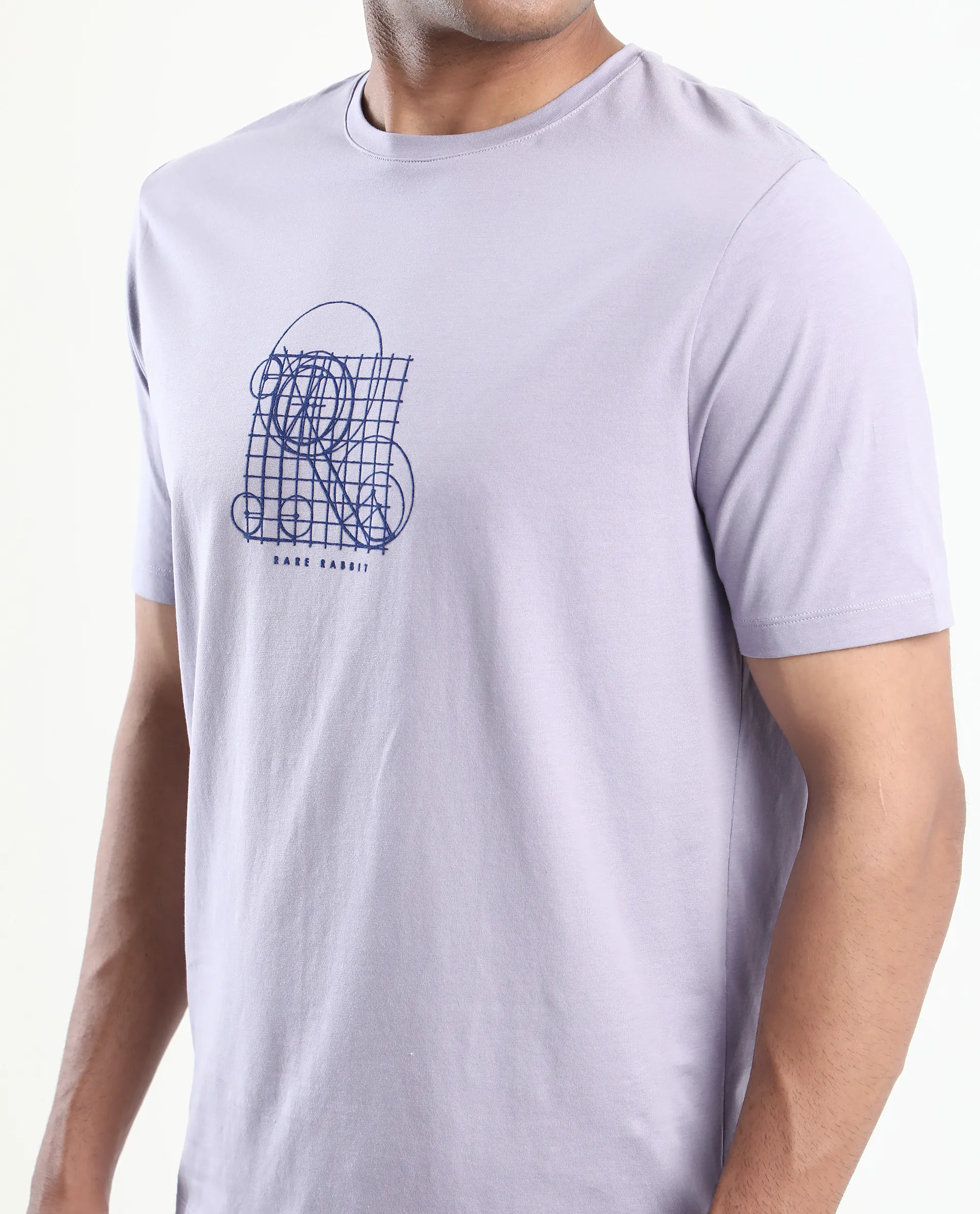 Rare Rabbit Men's Geom Dusky Purple Cotton Blend Graphic Print Regular Fit Half Sleeve Crew Neck T-Shirt - Image 3