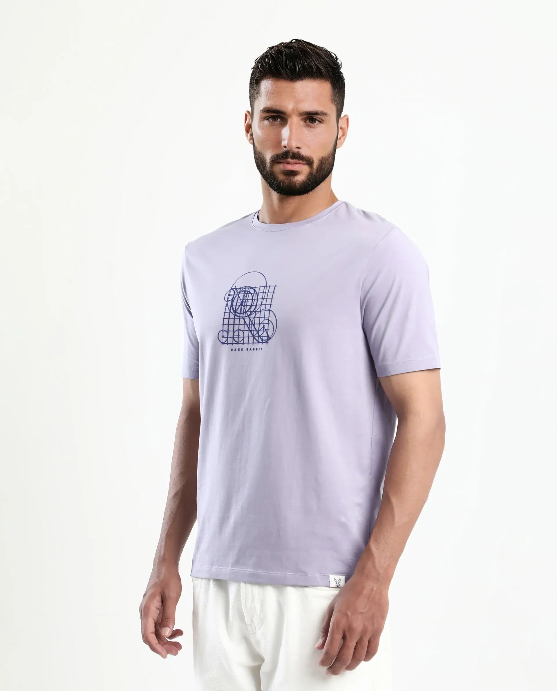 Rare Rabbit Men's Geom Dusky Purple Cotton Blend Graphic Print Regular Fit Half Sleeve Crew Neck T-Shirt - Image 5
