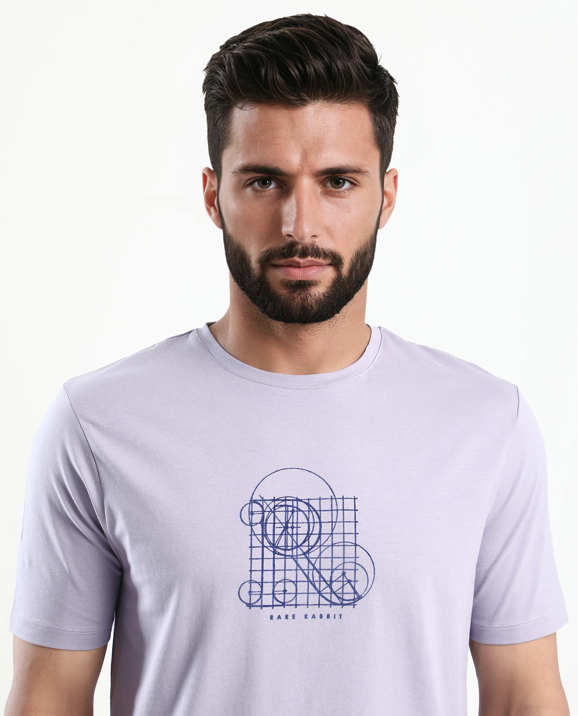 Rare Rabbit Men's Geom Dusky Purple Cotton Blend Graphic Print Regular Fit Half Sleeve Crew Neck T-Shirt - Image 7