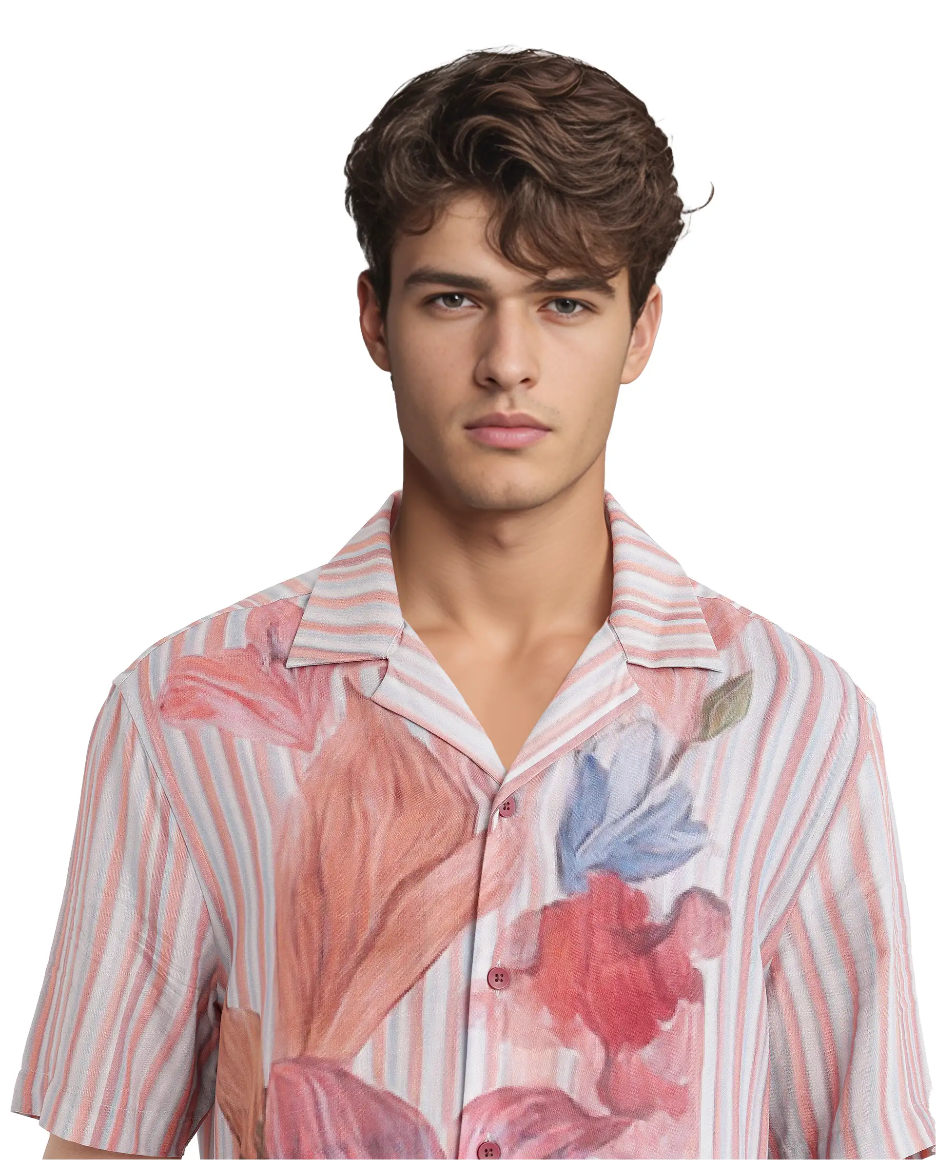 Rare Rabbit Men's Gero Dusky Pink Viscose Blend Floral Print Boxy Fit Half Sleeve Cuban Collar Shirt - Image 8