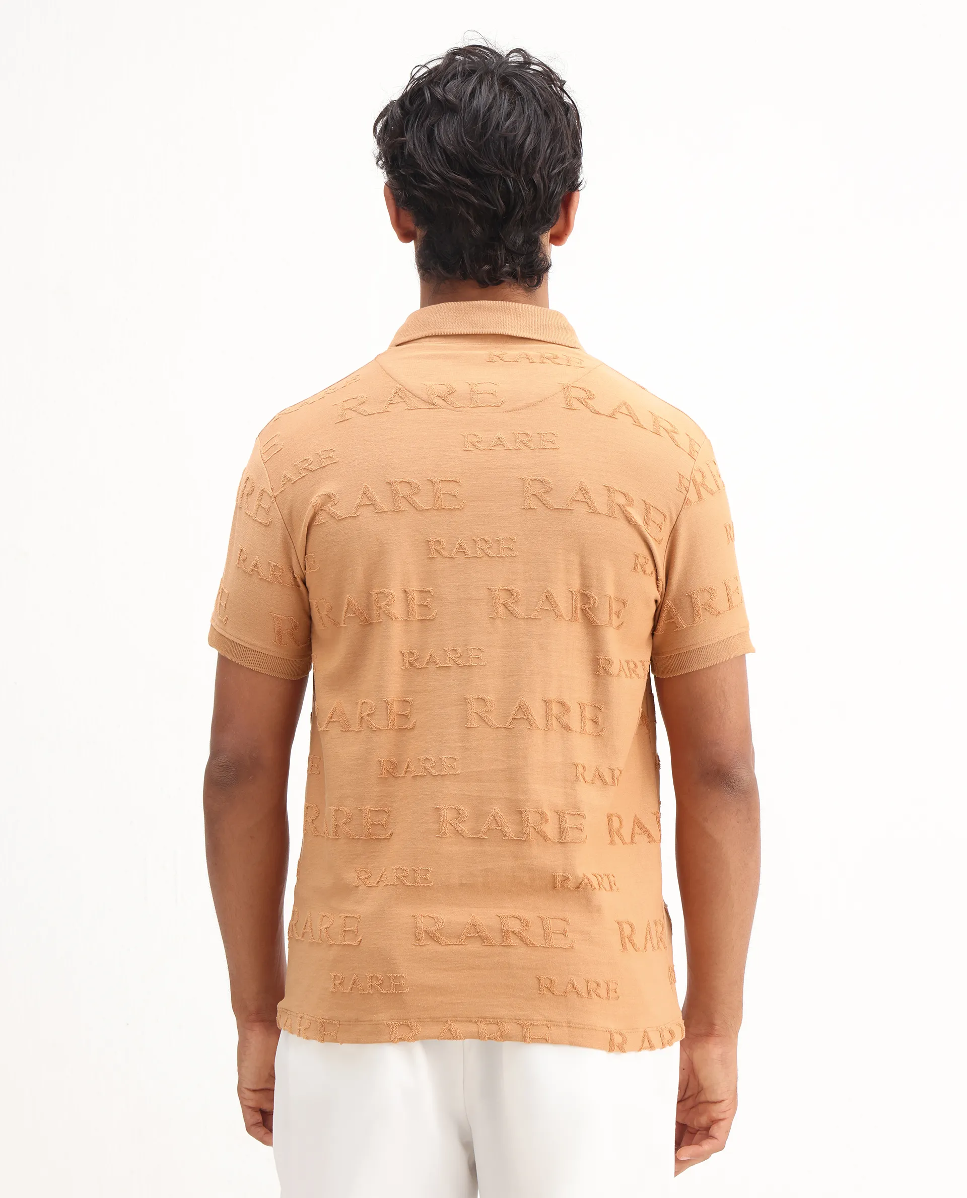 Rare Rabbit Men's Gesset-1 Mustard Cotton Jacquard Regular Fit Half Sleeve Polo - Image 7