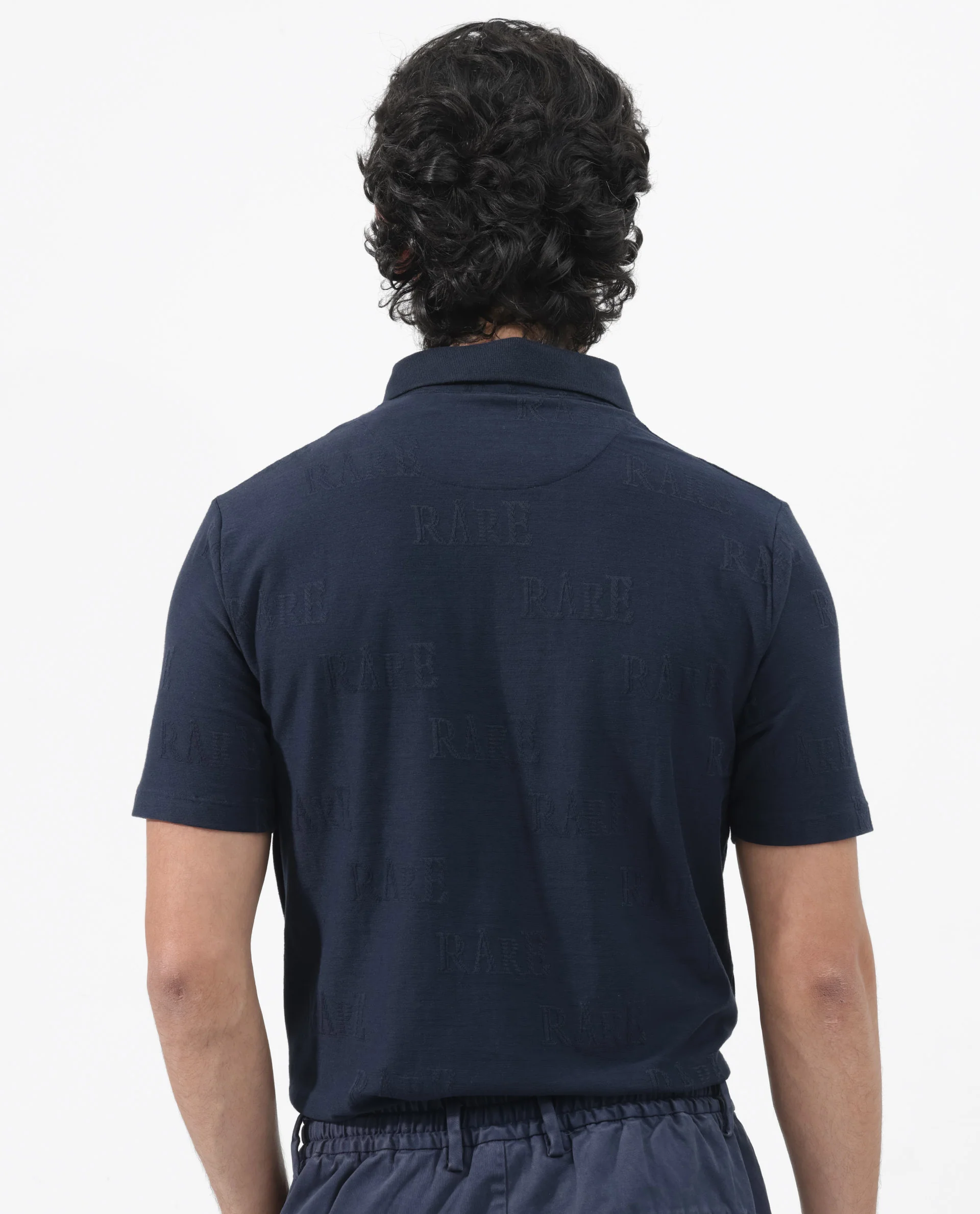 Rare Rabbit Men's Gesset 2 Dusky Navy Cotton Blend Jacquard Regular Fit Half Sleeve Polo - Image 10