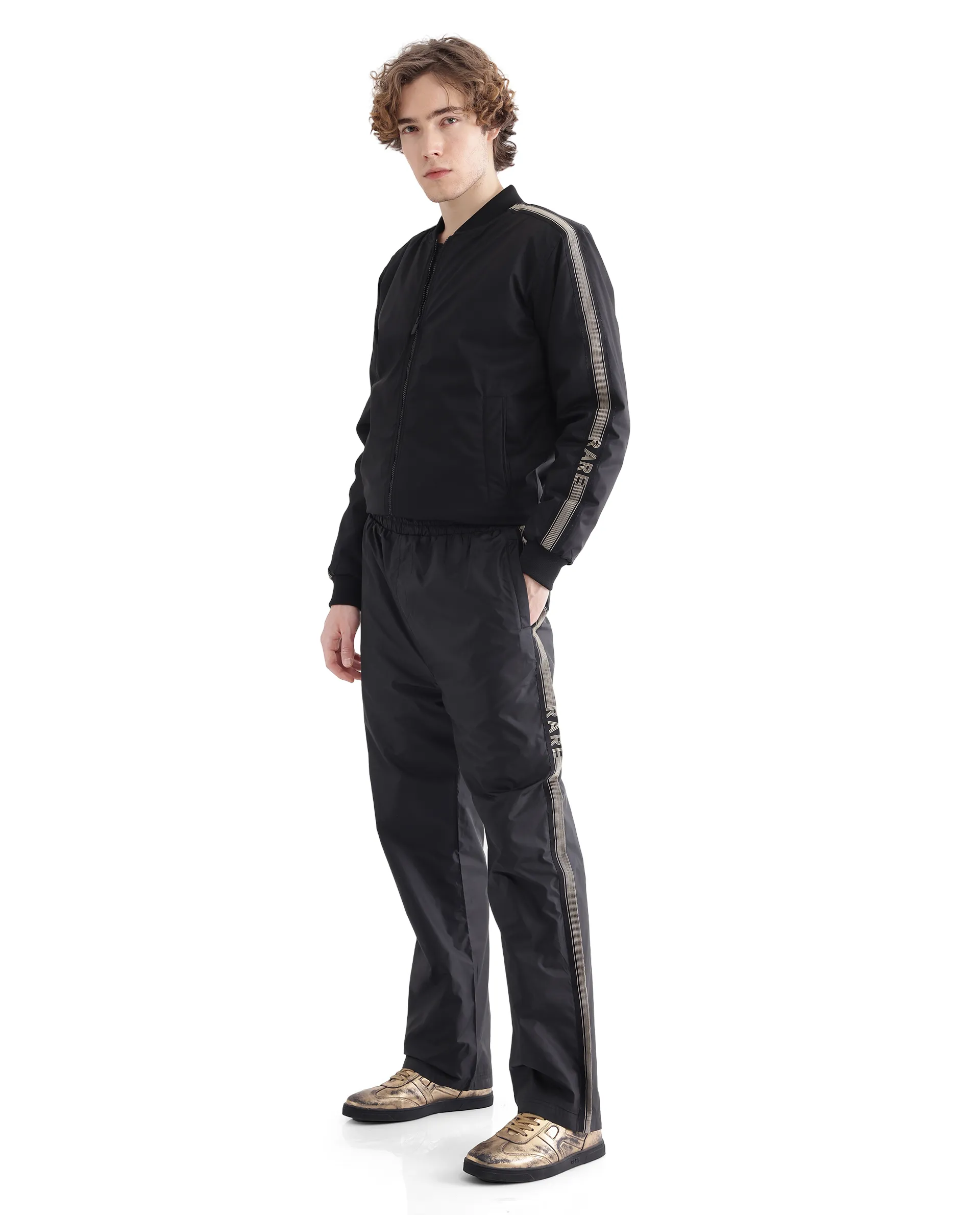 Rare Rabbit Men's Ghana-B Black Cotton Plain Regular Fit Track Pant - Image 2