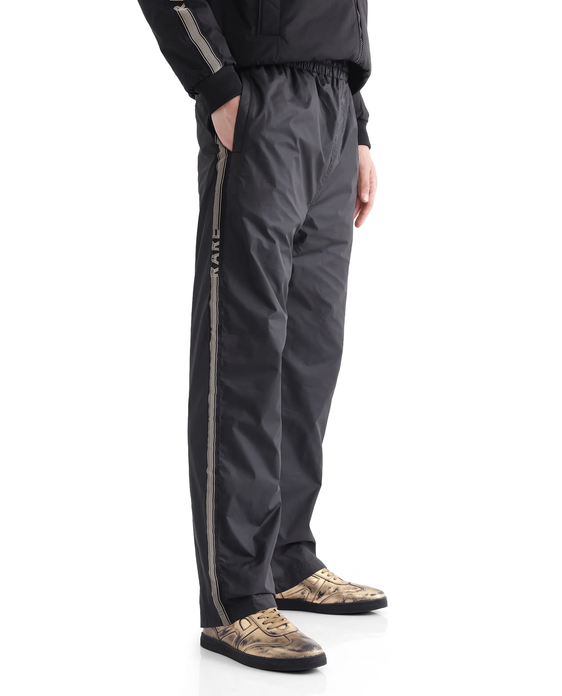 Rare Rabbit Men's Ghana-B Black Cotton Plain Regular Fit Track Pant - Image 7