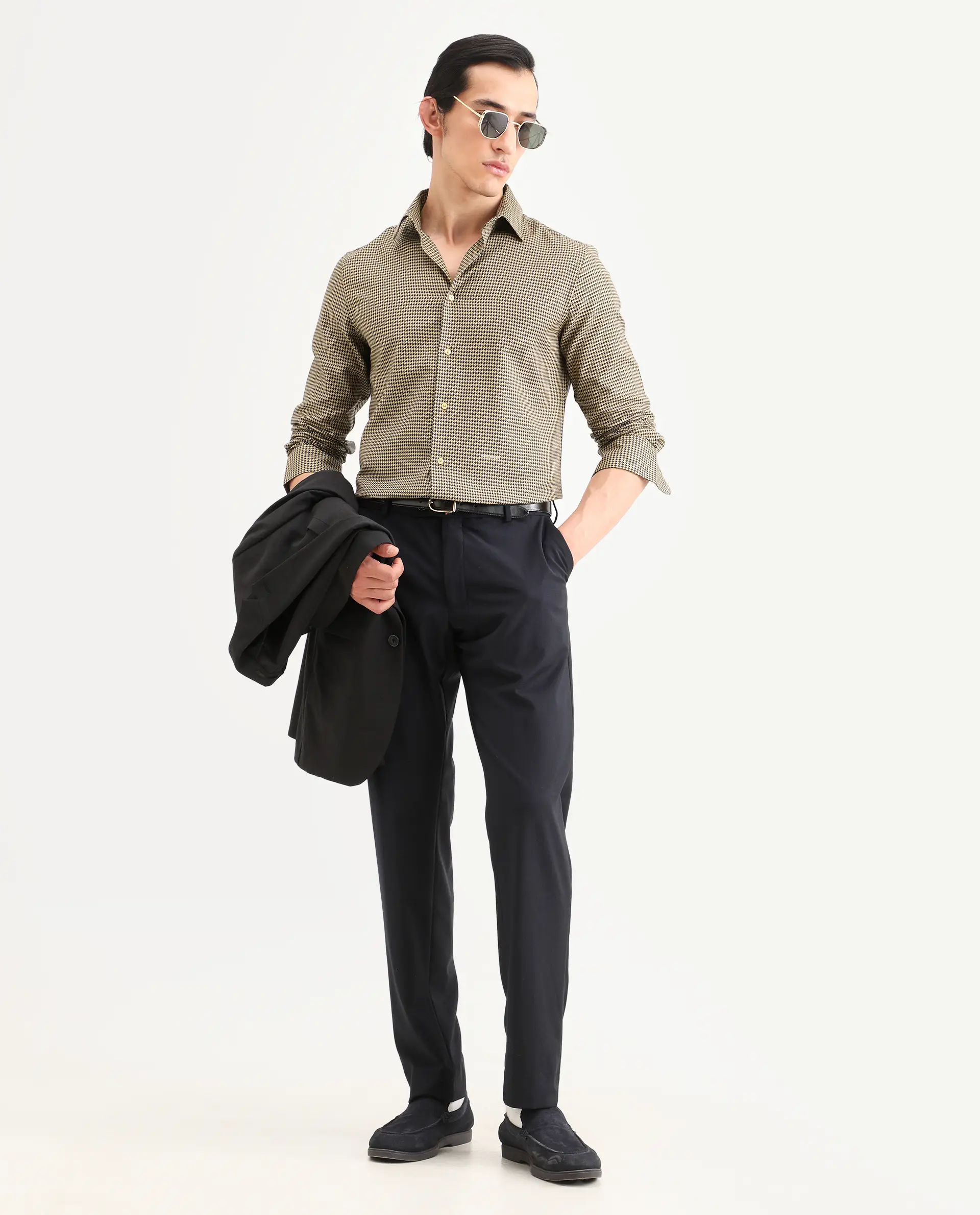 Rare Rabbit Men's Ghesto Light Beige Cotton Fabric Full Sleeve Spread Collar Regular Fit Checked Shirt - Image 2