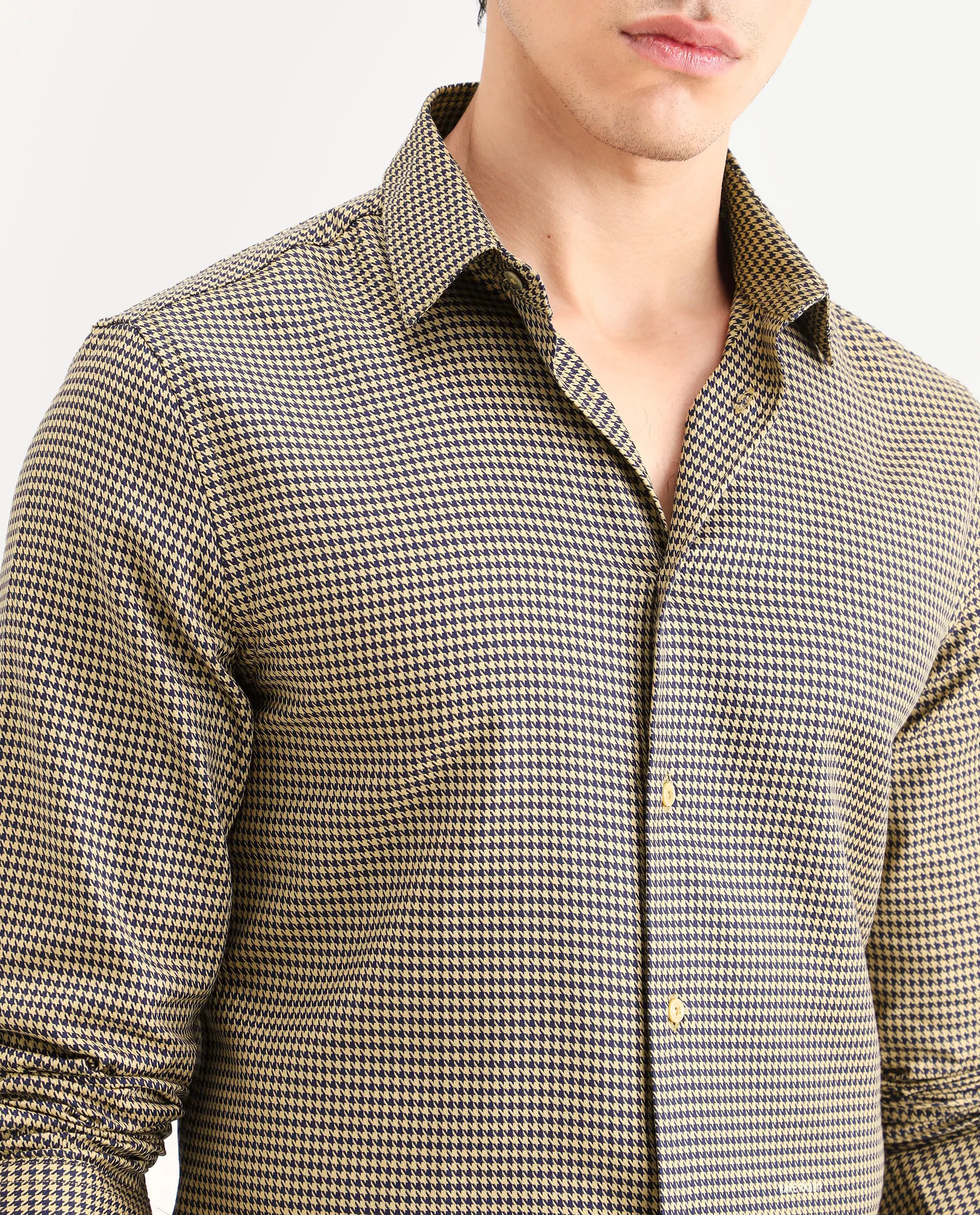 Rare Rabbit Men's Ghesto Light Beige Cotton Fabric Full Sleeve Spread Collar Regular Fit Checked Shirt - Image 3